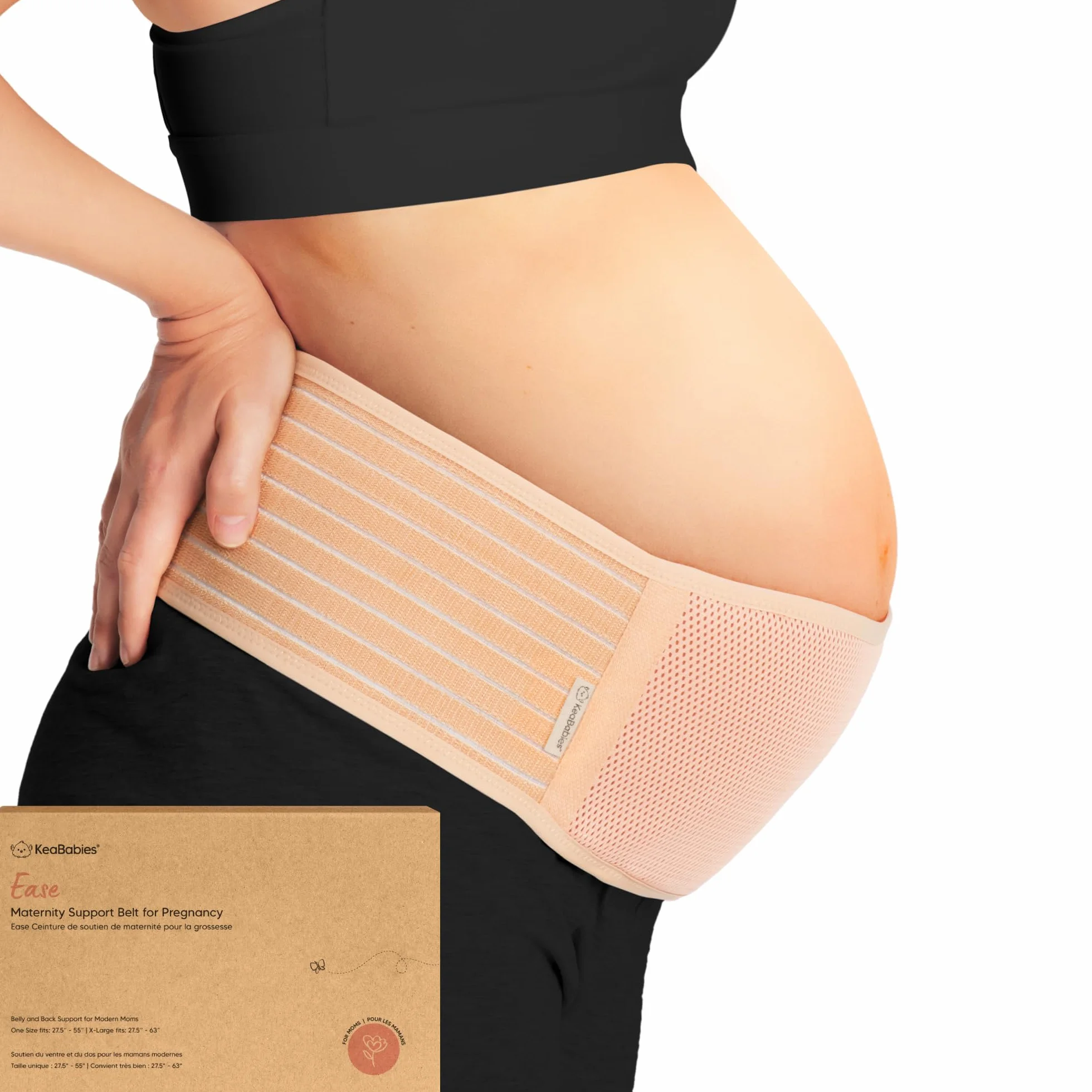 KeaBabies Bande De Ventre De Maternité Grossesse Ceinture Maintien Ventre Douce Respirante Soutien Pelvien Classic Ivory M/L