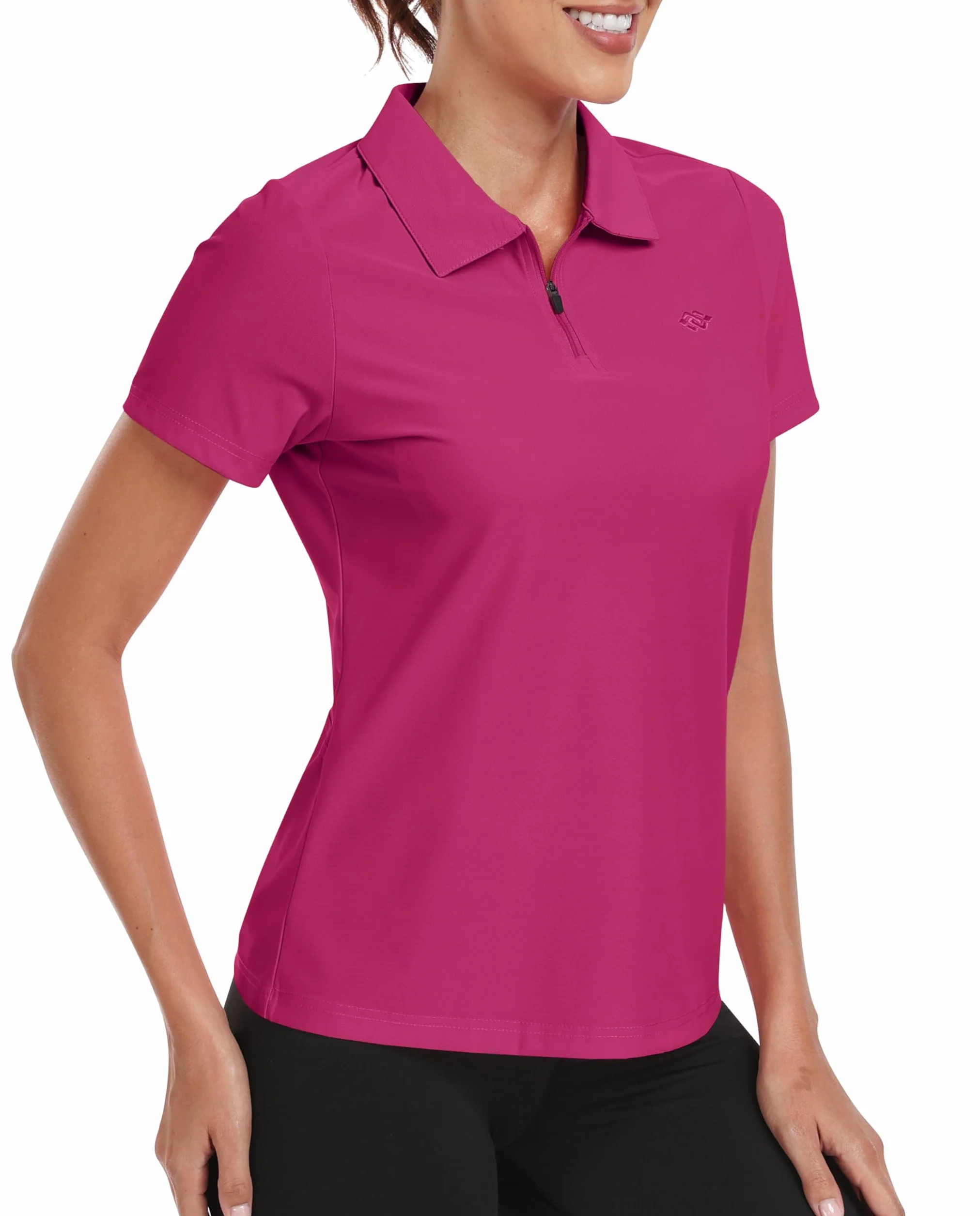 Polo Femme sans Manches 1/4 Zipper Sport Débardeur Golf Tennis Tops