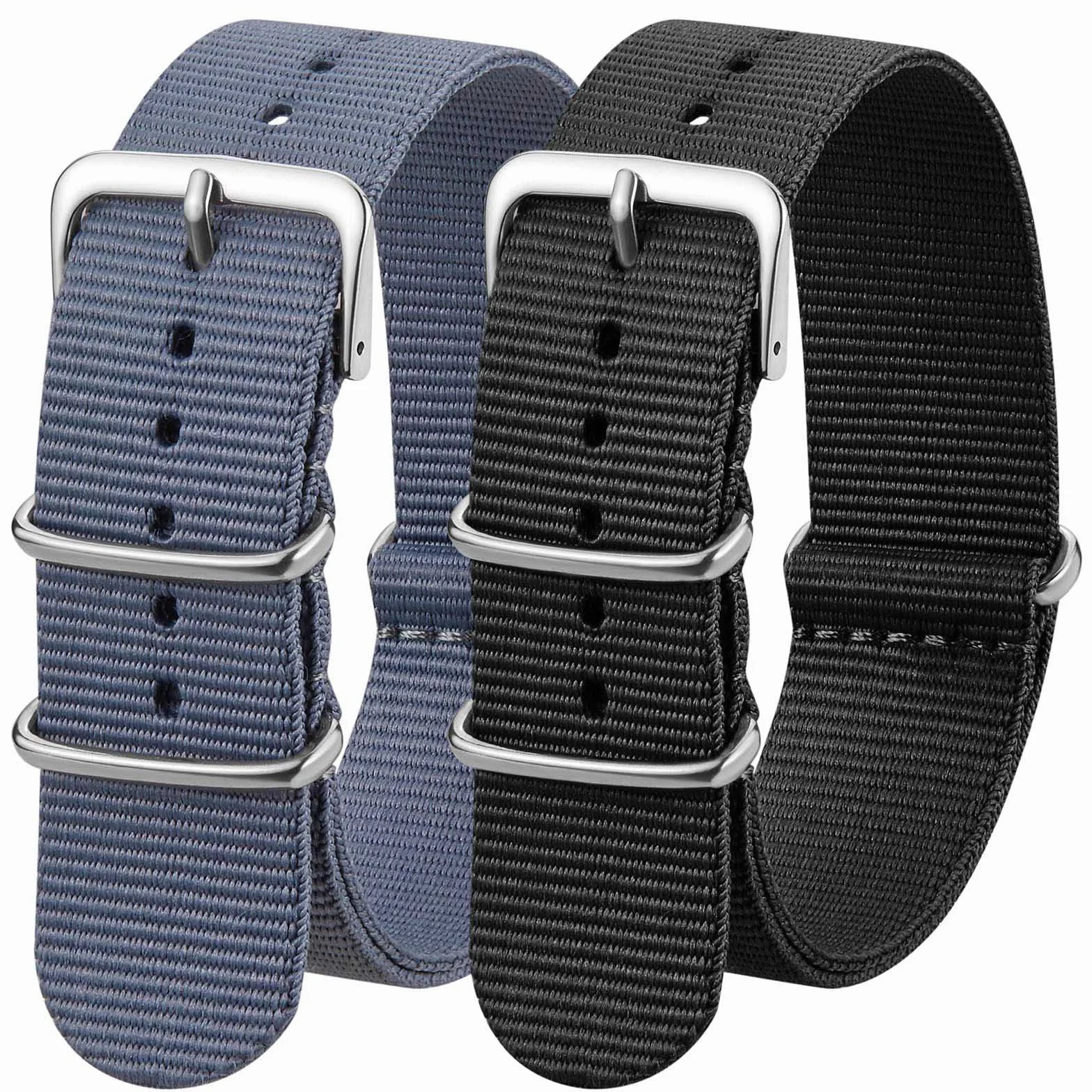 Bracelet de montre de rechange en nylon, lot de 2, 18-22 mm pour homme et femme