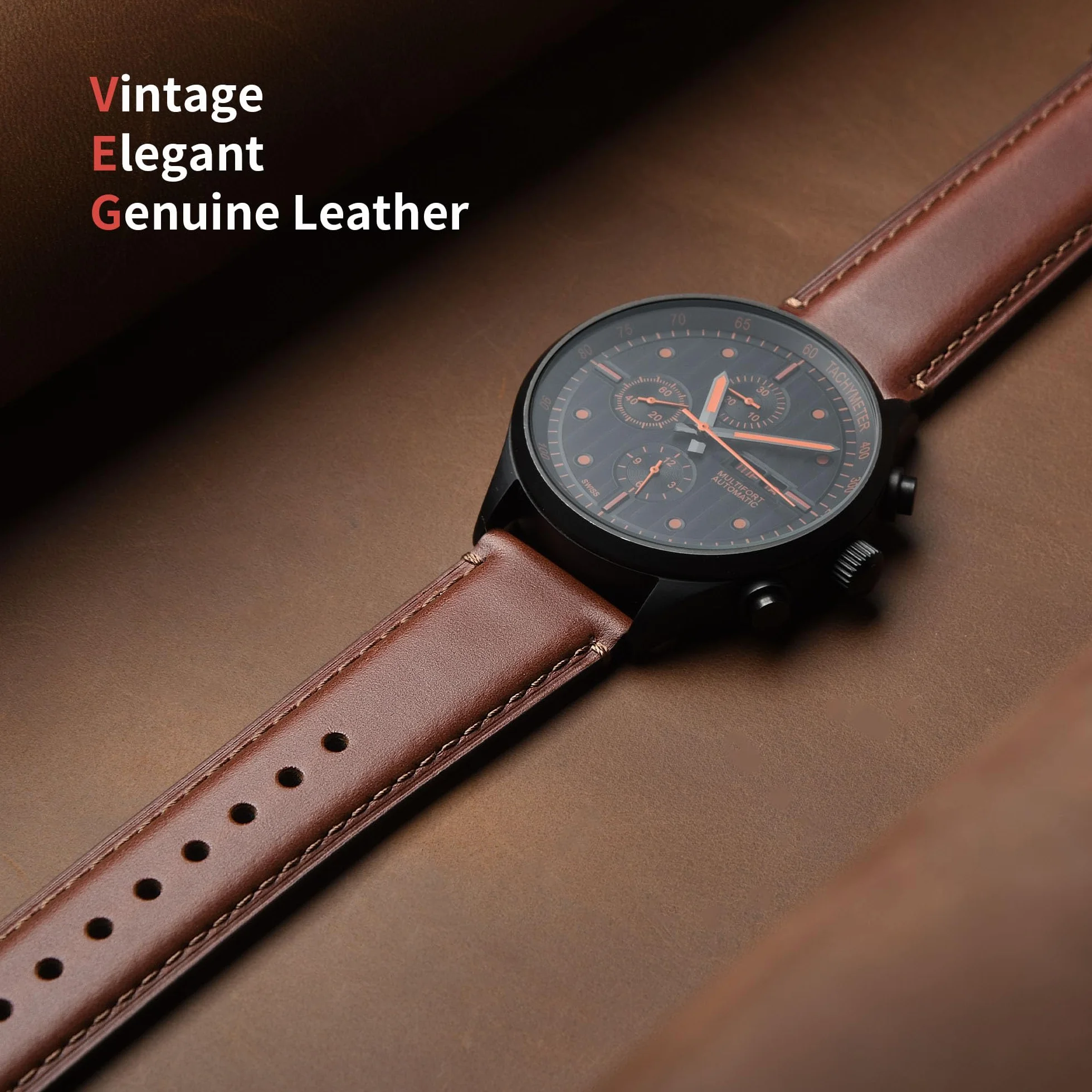 Fullmosa Bracelet de Montre en Cuir 22mm 20mm 24mm 19mm 18mm Remplacement Universel Homme Femme