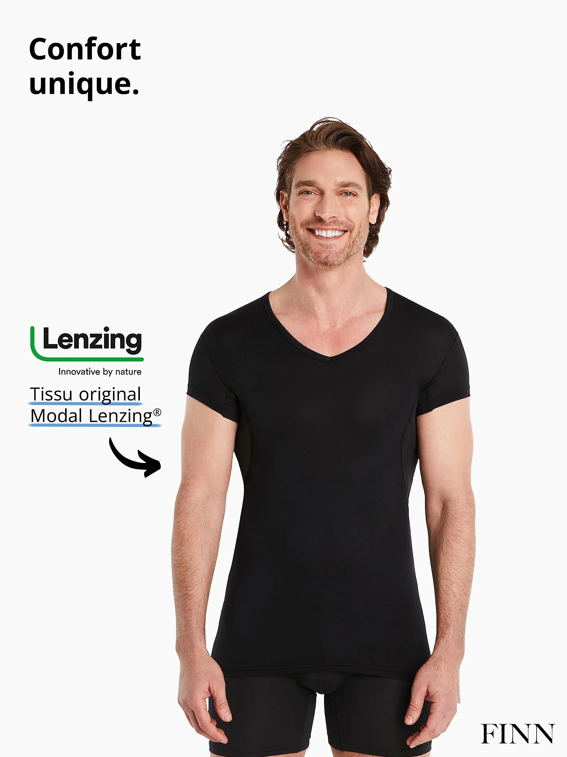 FINN Maillot de Corps Anti-Transpiration Hommes Manches Courtes