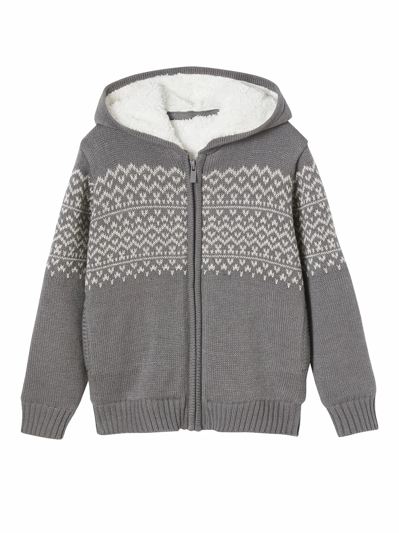 VERTBAUDET Gilet zippé à Capuche garçon doublé Sherpa Gris chiné 2A