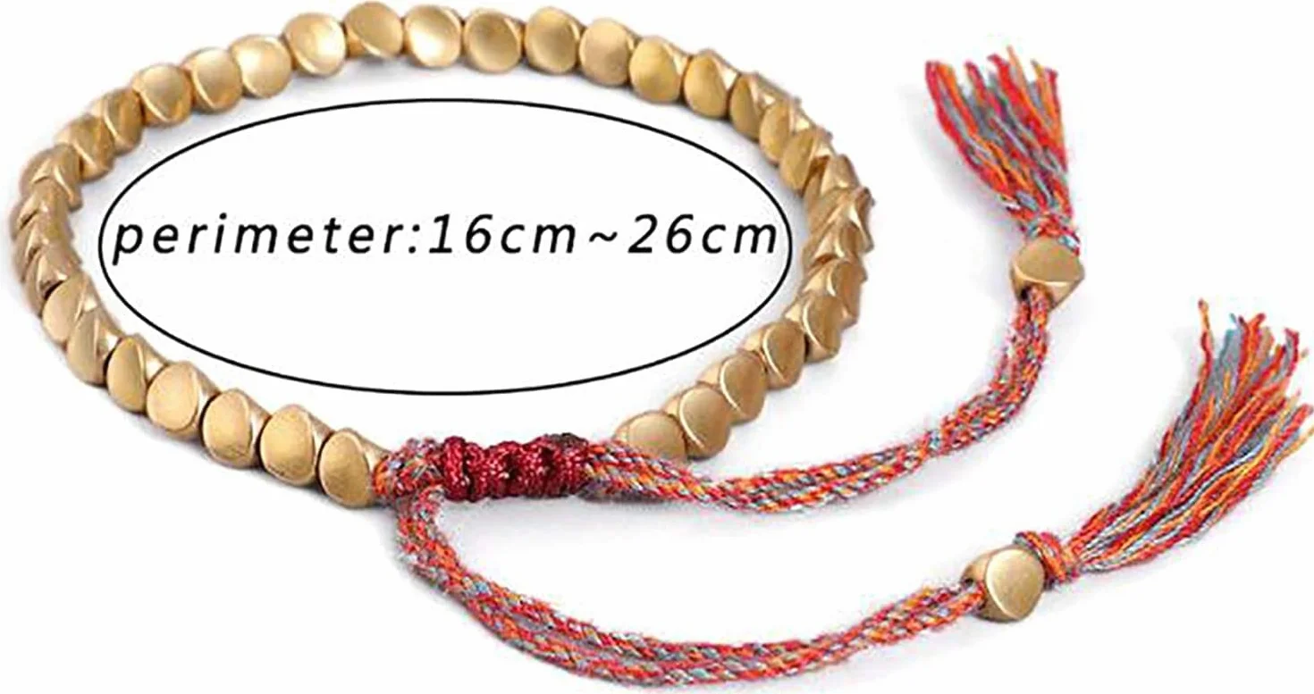 Bracelet de perles de cuivre tibétain fait à la main pour hommes et femmes, bouddhiste bonne chance