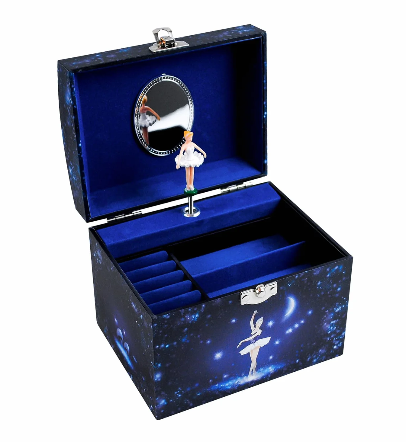 TROUSSELIER Grande Boîte à Bijoux Musicale Phosphorescente Danseuse Etoile Vanity Case Coffret Bijoux Fille Cadeau Anniversaire Noel