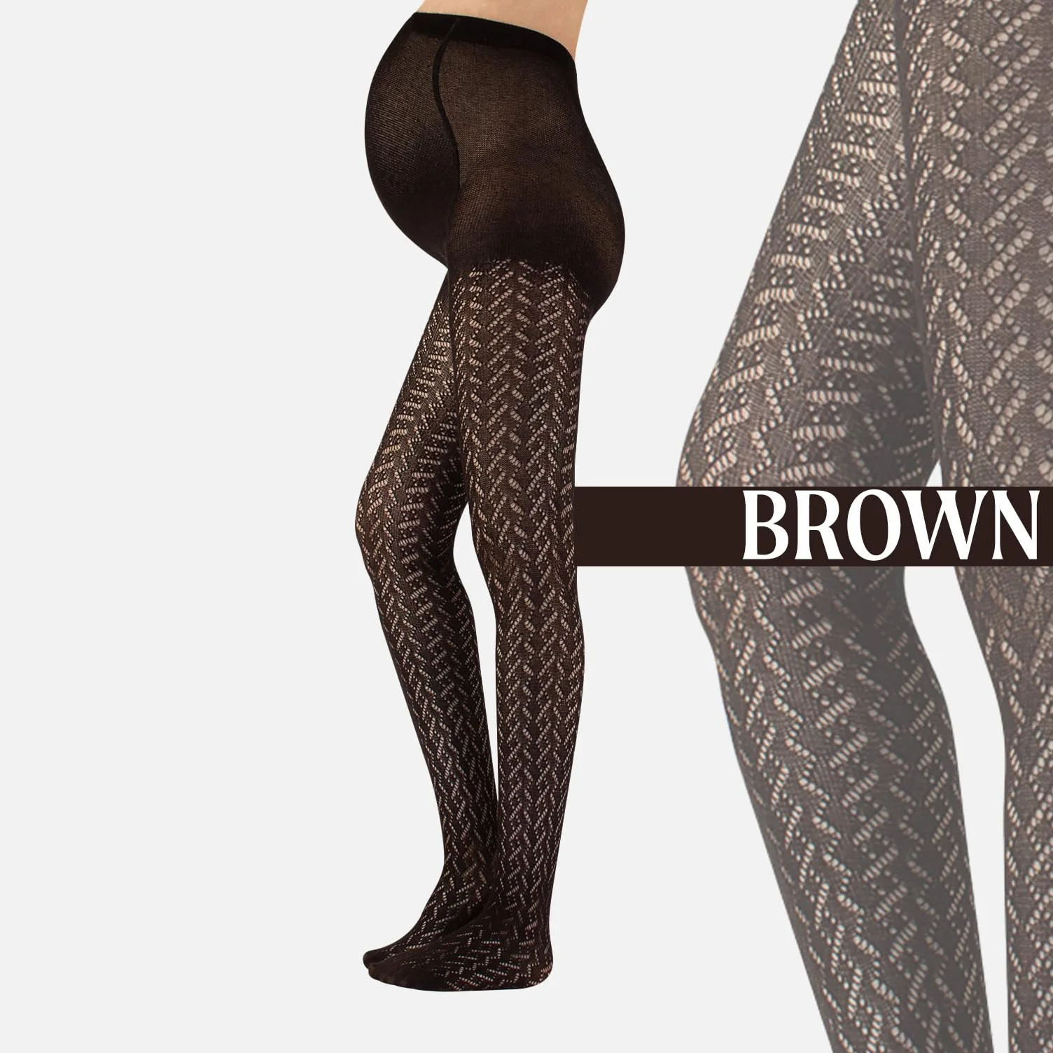 Collants de maternité coton tricotés chevron 300 DEN gris L Italie