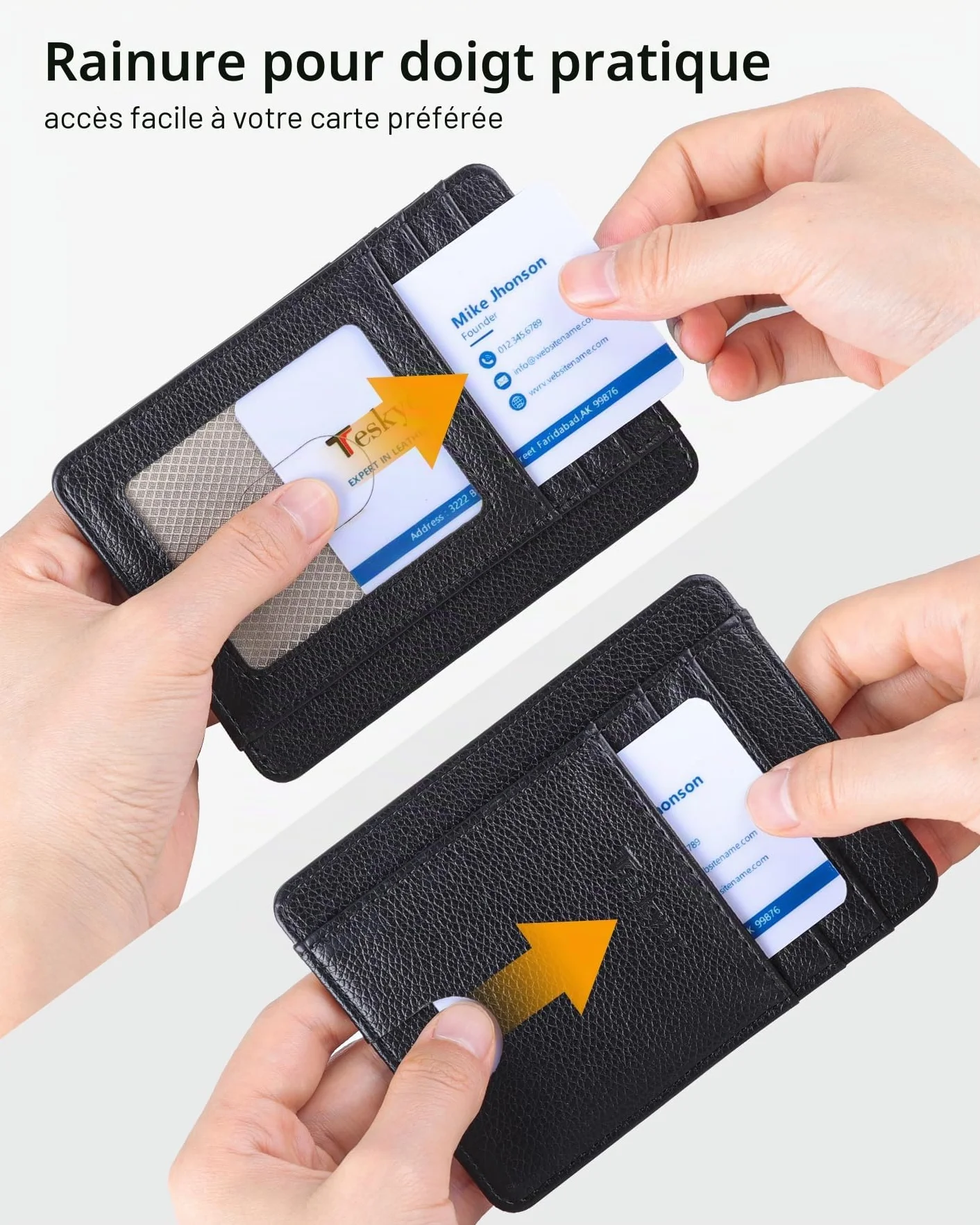Teskyer Portefeuille Homme Cuir PU Protection RFID Noir