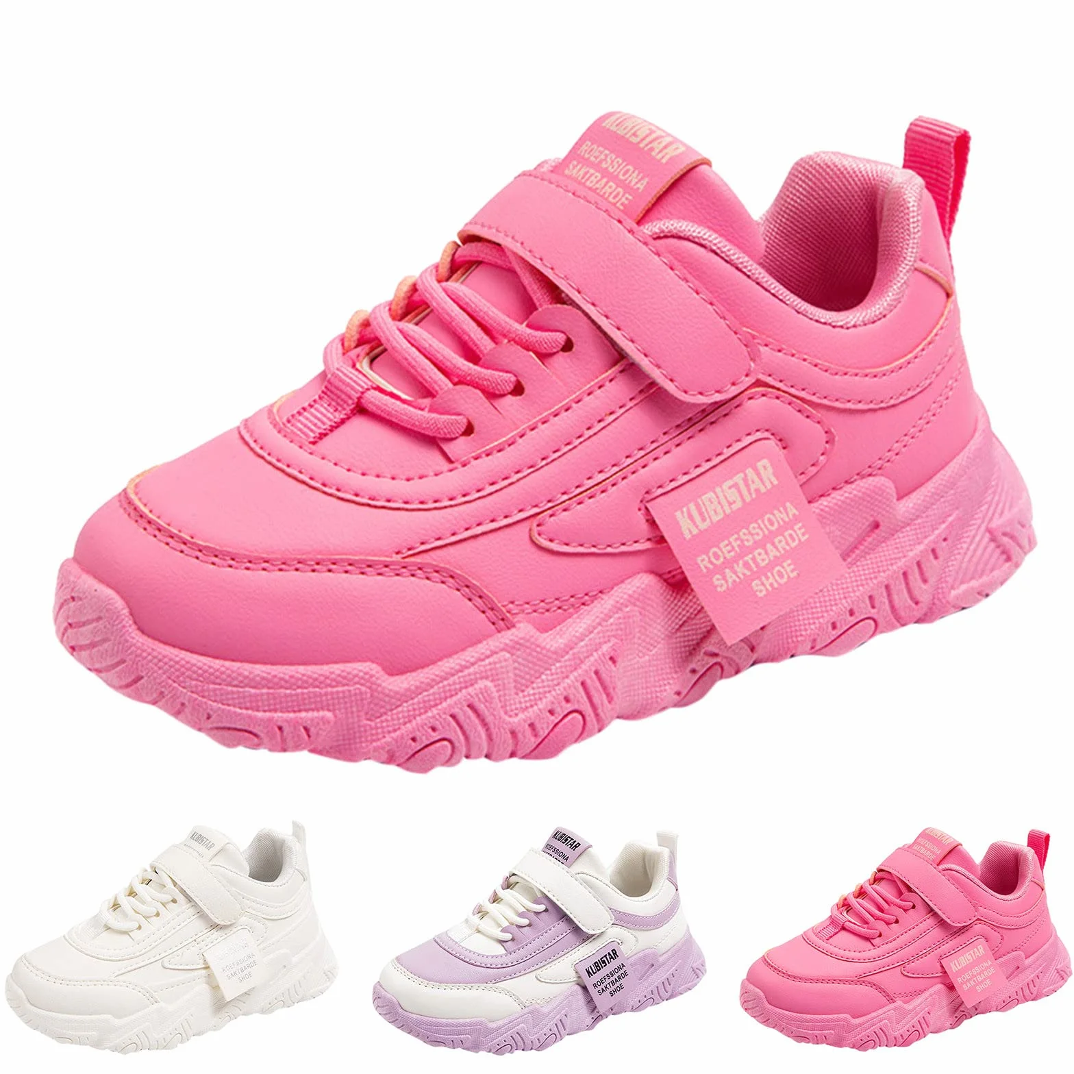 Chaussures de sport pour fille Antidérapantes Respirantes Semelle plate Lacets Boucle à crochet
