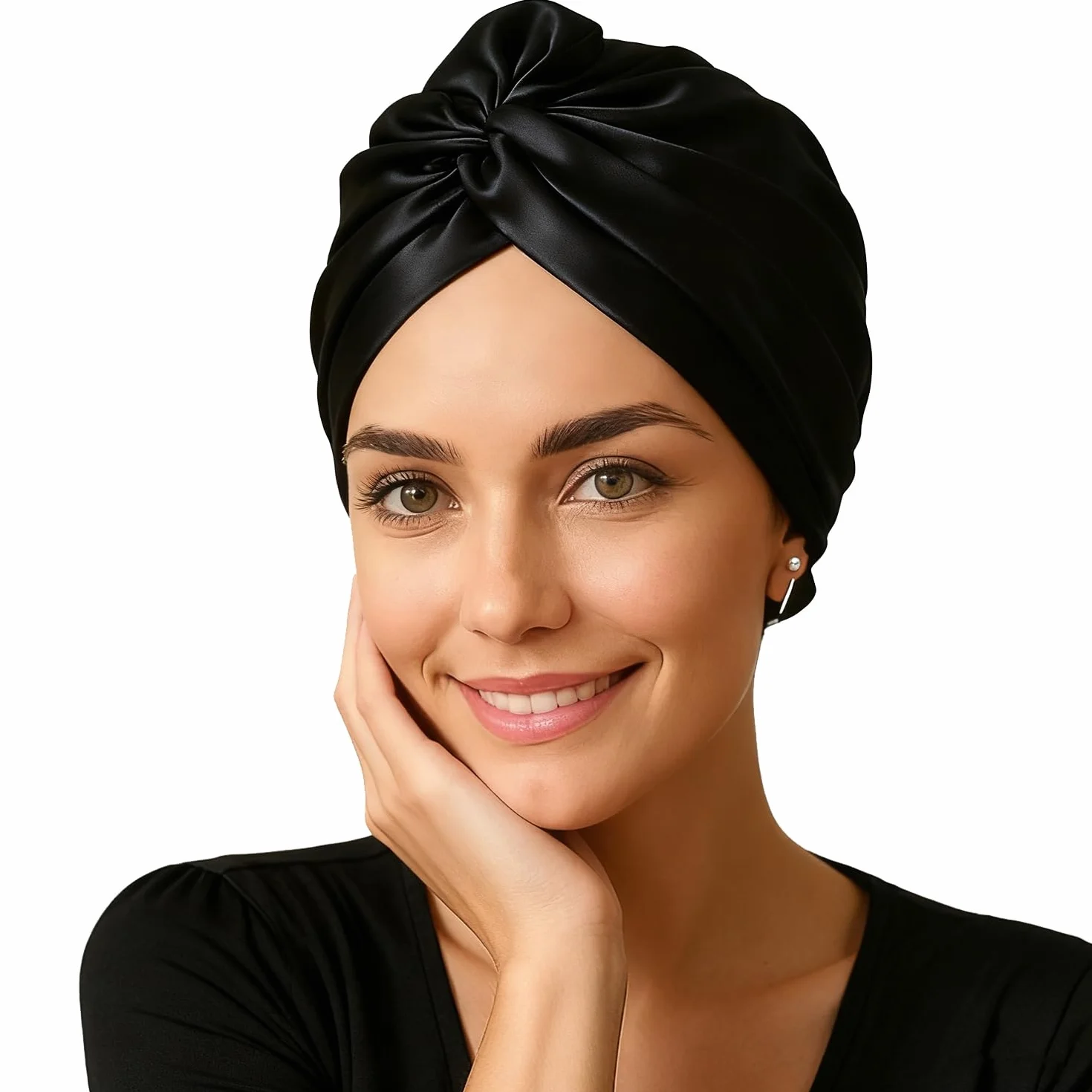 Bonnet en soie double couche réglable en satin avec élastique à cheveux pour femme et fille