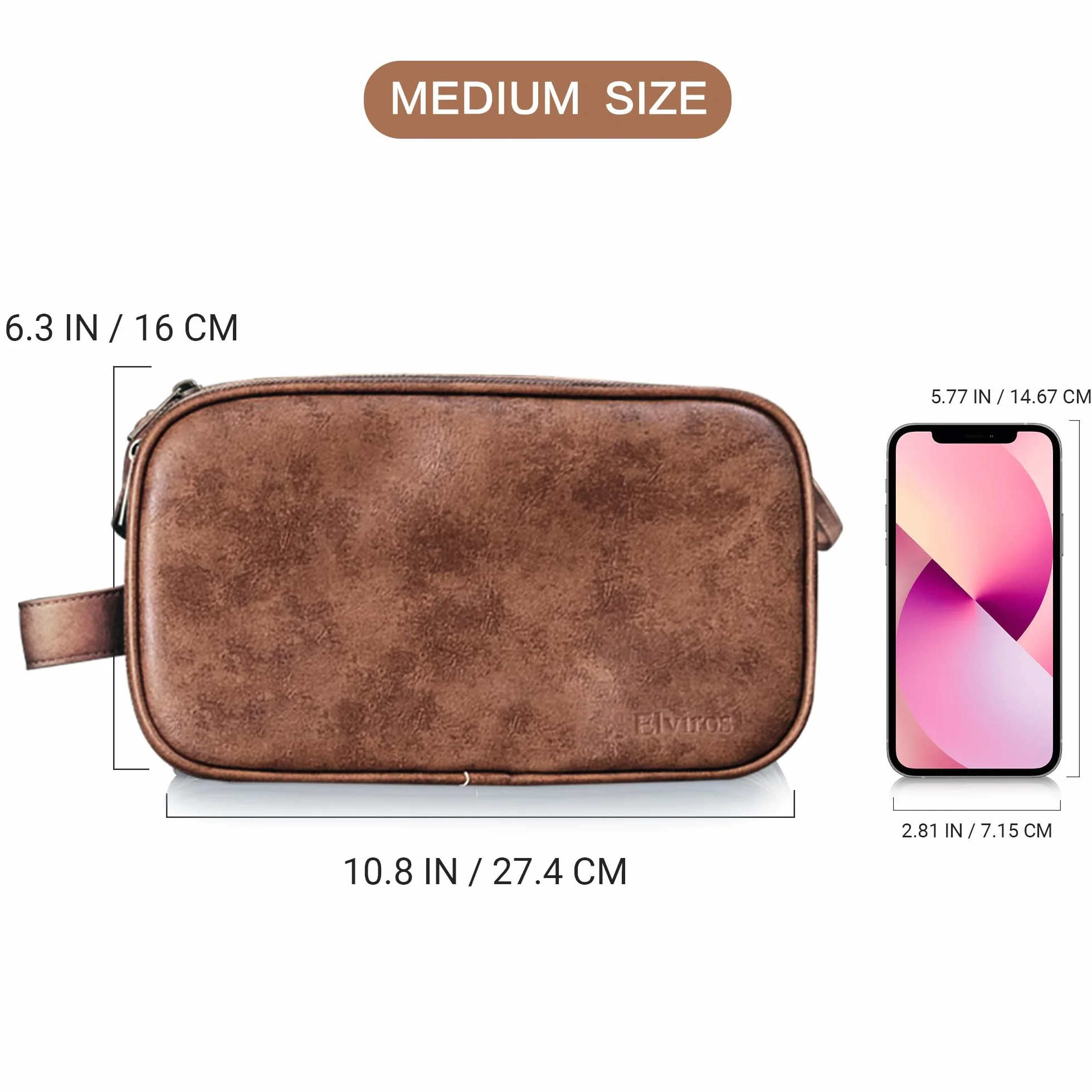 Grande Trousse de Toilette en Cuir résistant à l'eau pour Homme - Kit de Rasage - Organisateur de Voyage
