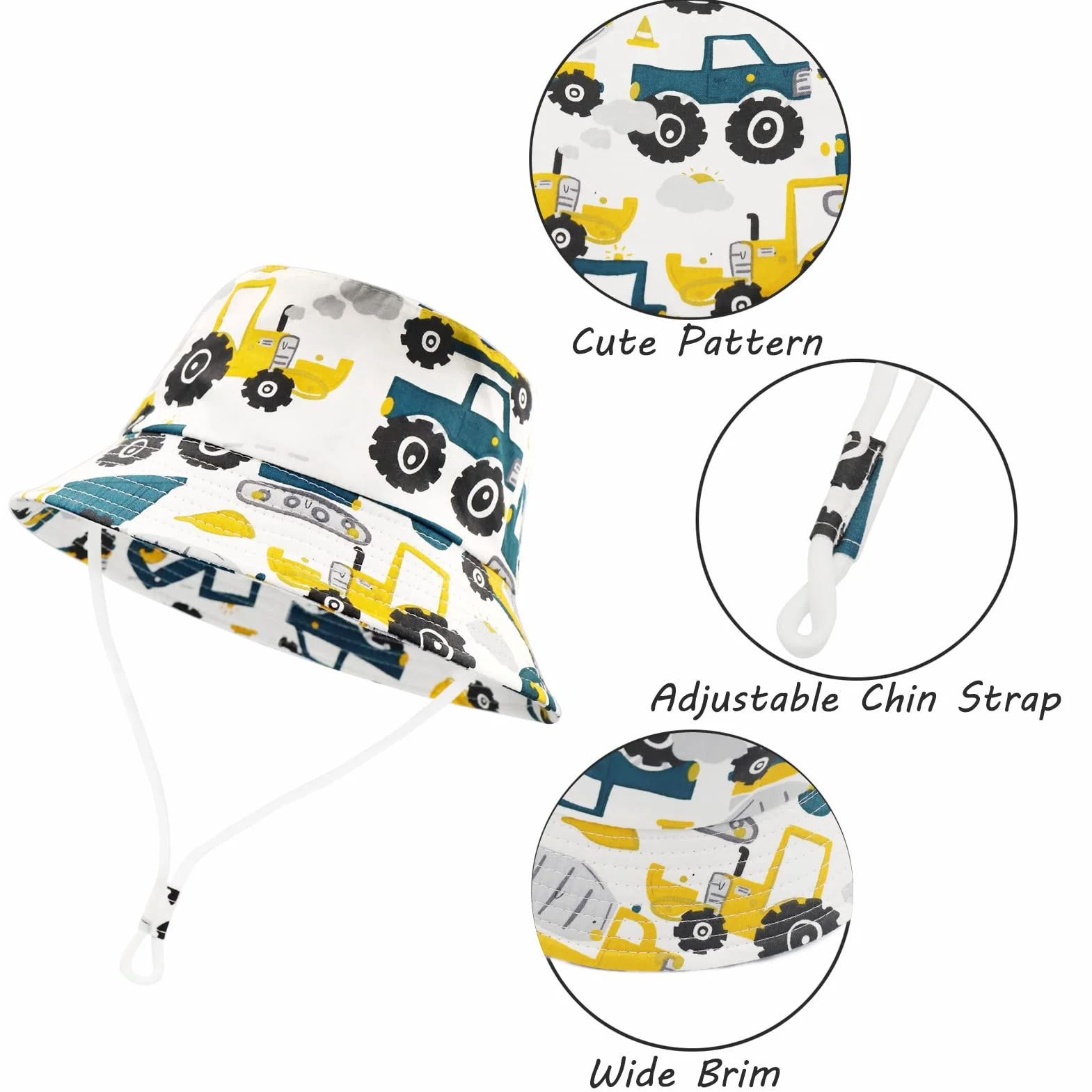 Chapeau de Soleil Enfant Coton Bord Large Chapeau Bob Été 1-8 Ans