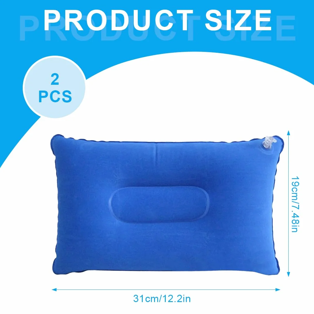Lot de 2 coussins gonflables 34 x 22 cm bleu voyage camping