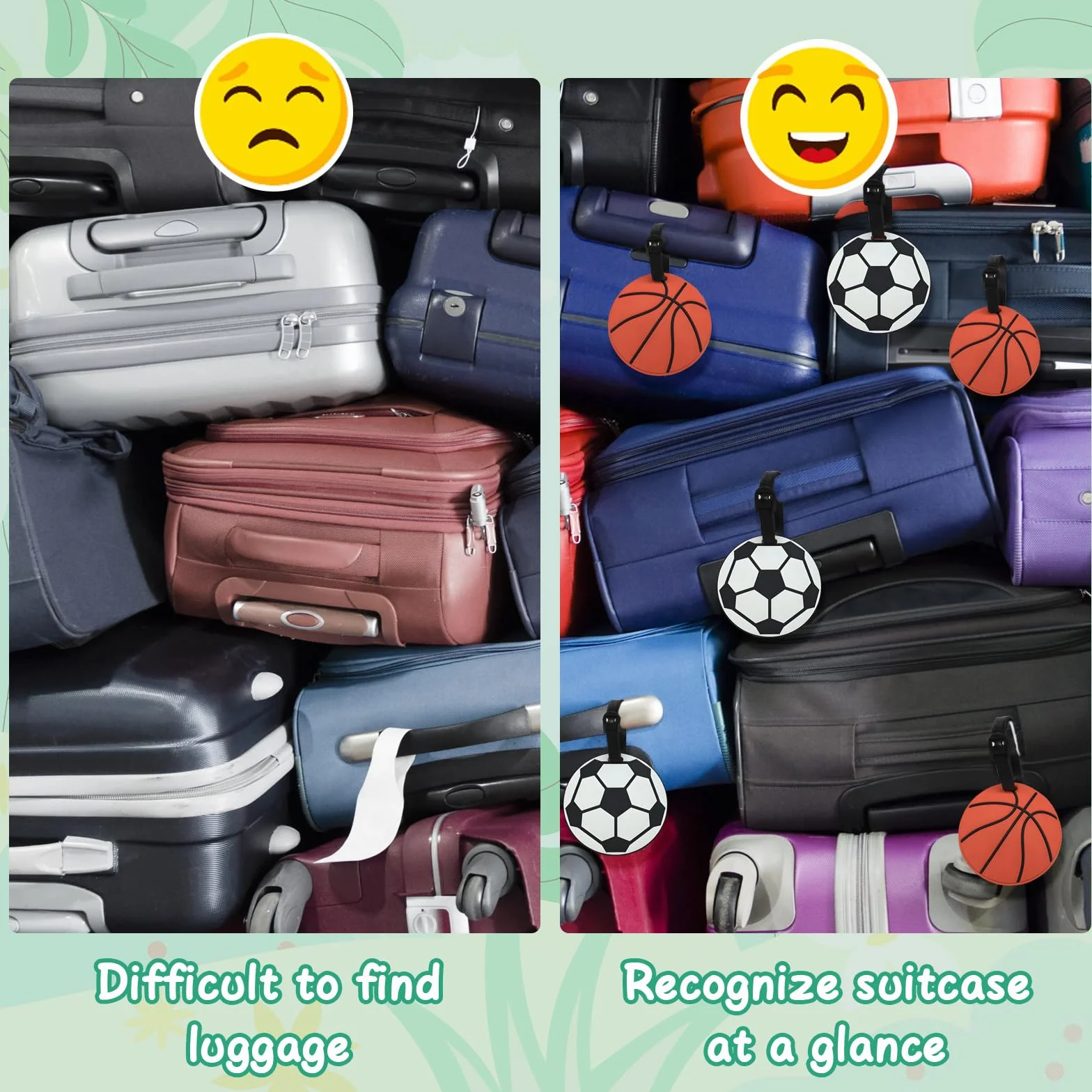Silicone Étiquette Bagage Football Basket-ball pour Valise Avion Voyage