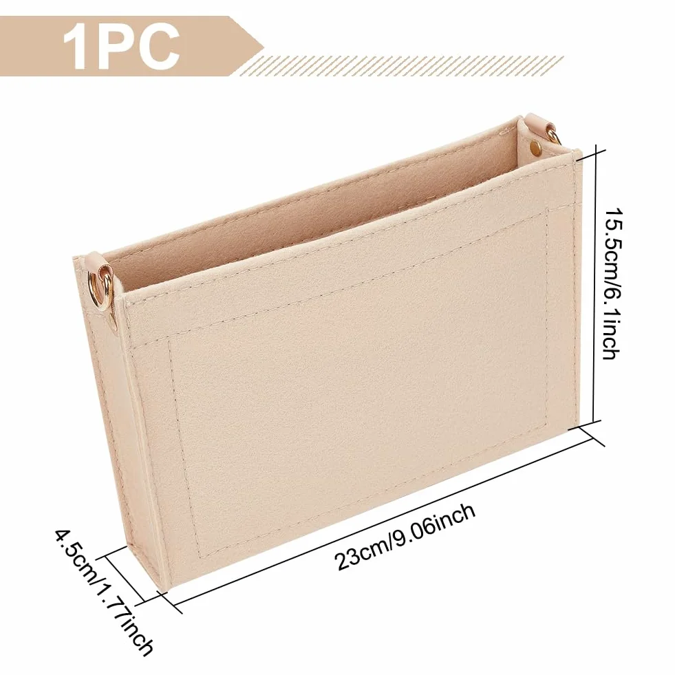 WADORN Insert D'Organisateur de Sac à Main en Feutre 23x15.5x4.5 cm Beige