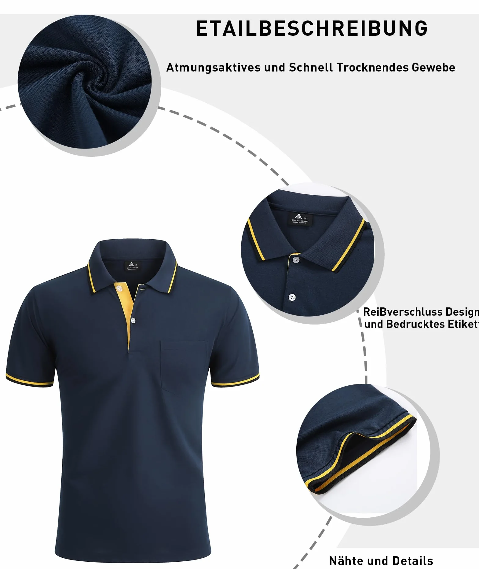 Polo Manches Courtes pour Homme Léger Golf Été Tennis Respirant
