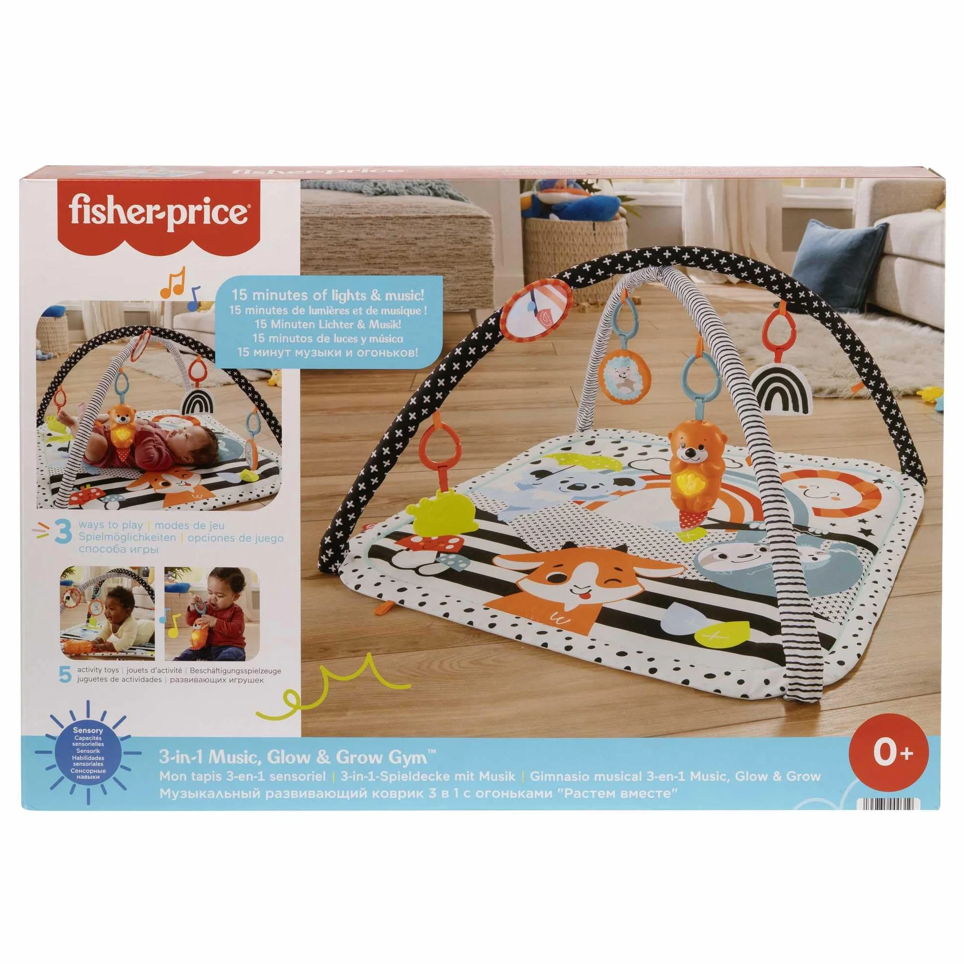 Fisher-Price Tapis Sensoriel 3-en-1 Bébé avec Lumières et Sons Jouets d'Activité HPF39
