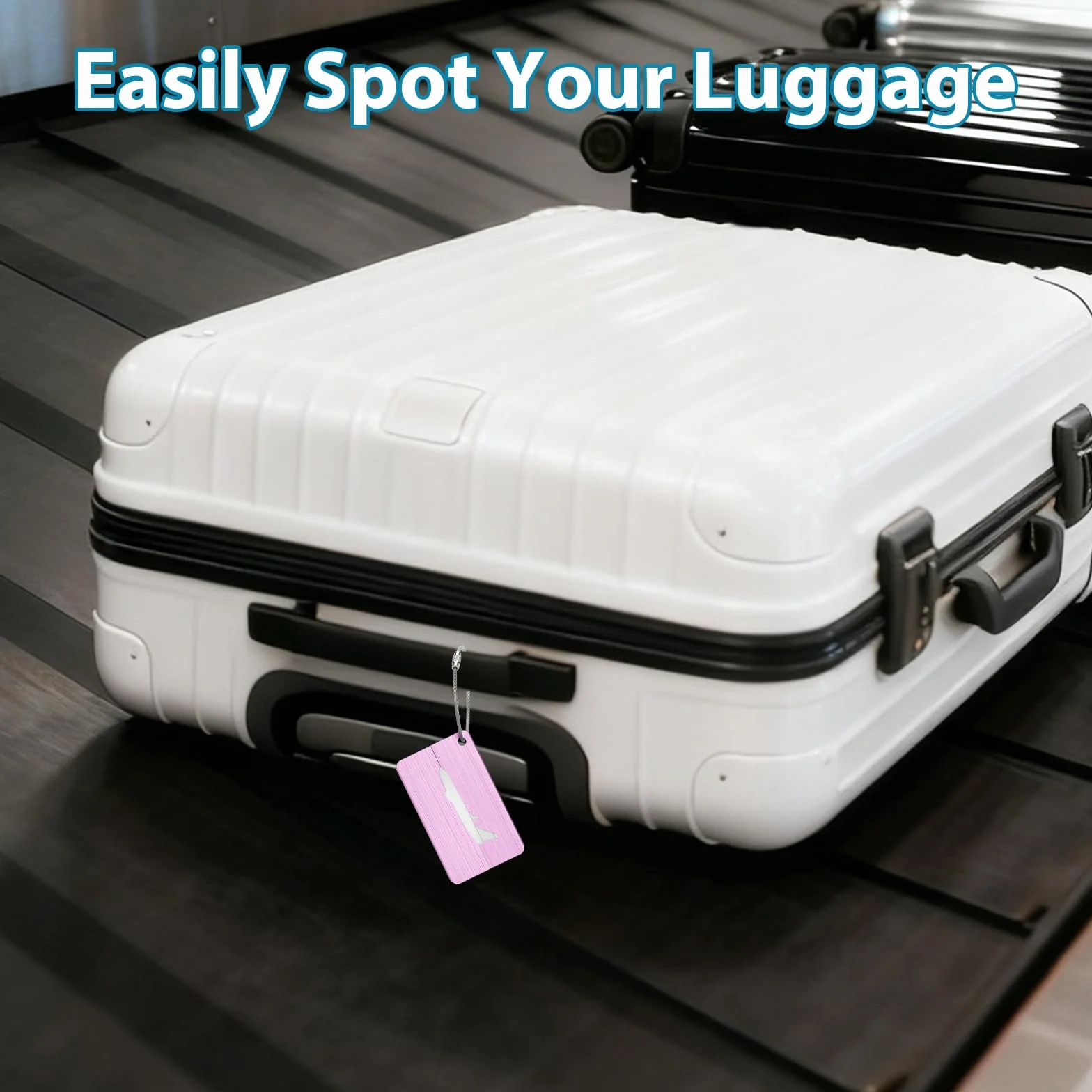 Alyvisun 5 Pièces Etiquette Valise en Aluminium avec Carte Informations Personnelles 7,5 x 4,5 cm