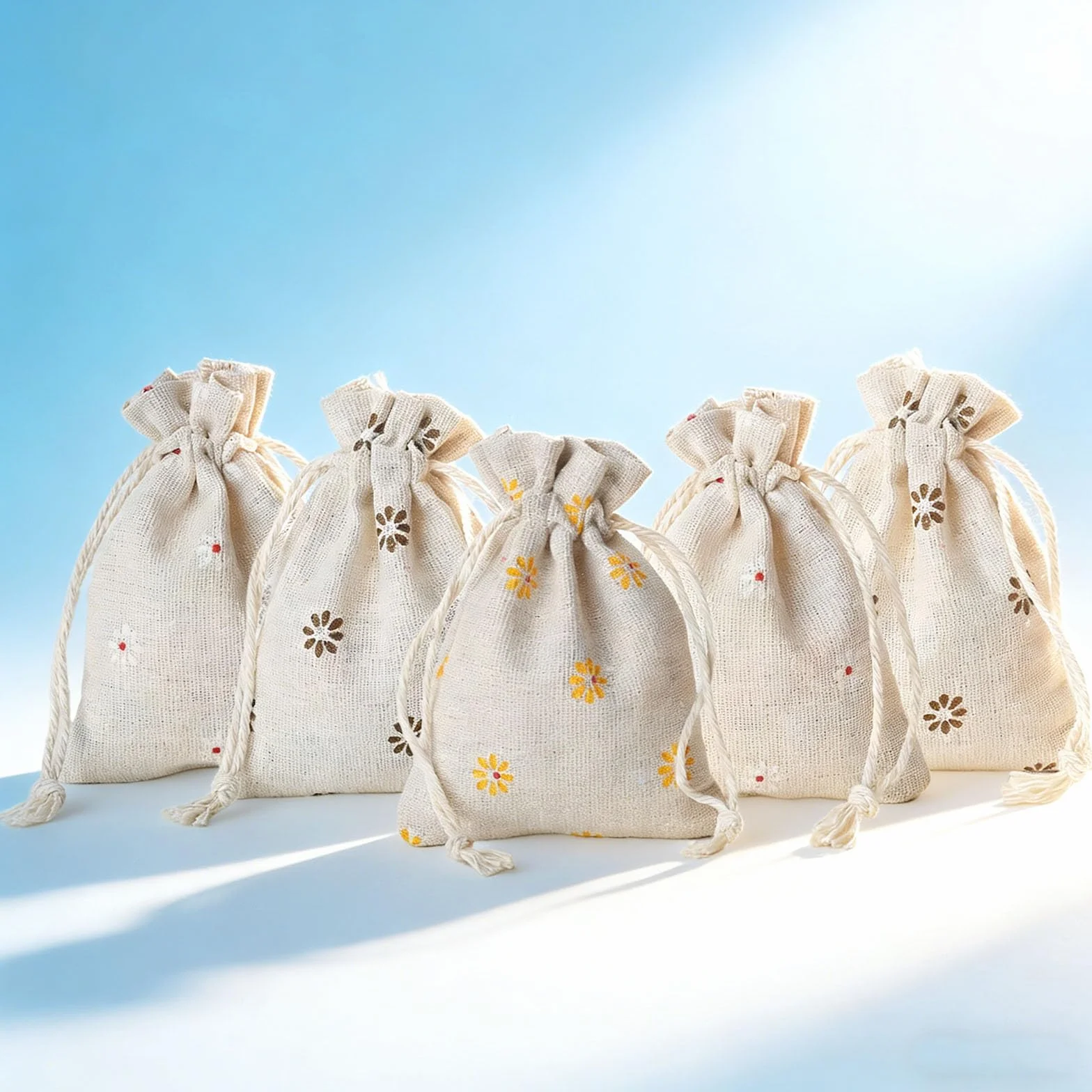 Lot de 24 Pochons Tissu Coton Lin 9x12 cm avec Cordon, Sachet Lavande Vide Réutilisable pour Bijoux Mariage Cadeau