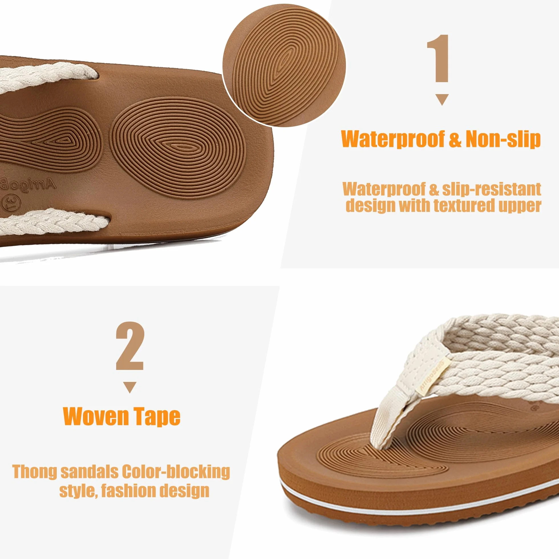 ARRIGO BELLO Sandales Femme Tongs Plage Piscine Antidérapant Taille 36-41