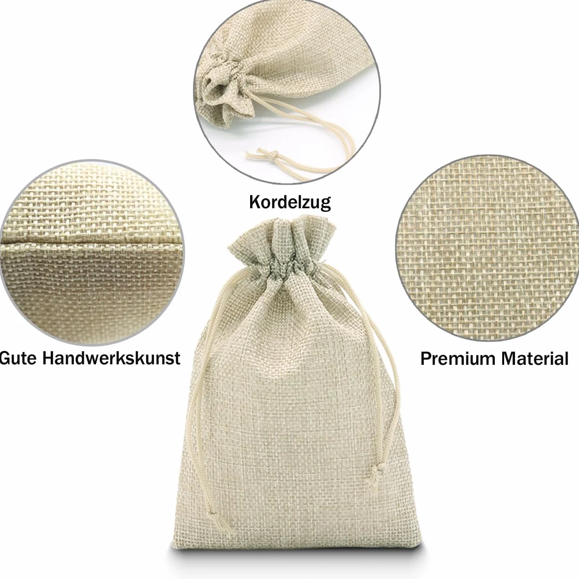 Sachets en Jute 10x15cm 30PCS, Pochettes en Lin avec Cordon de Serrage, Sacs Cadeau Réutilisables pour Bijoux Fête Anniversaire Noël Mariage