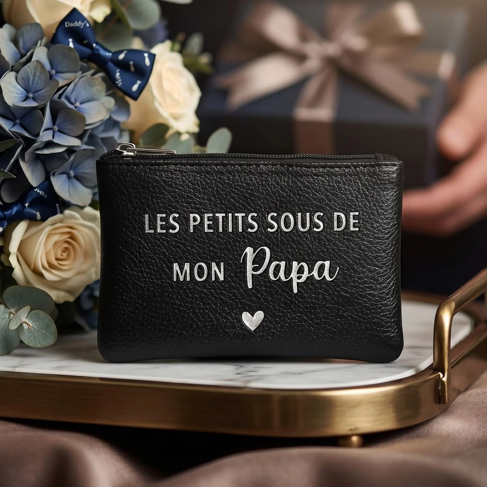 Porte-Monnaie Homme PU Mini Portefeuille Noir avec Fermeture Eclair pour Cartes Monnaie Clés
