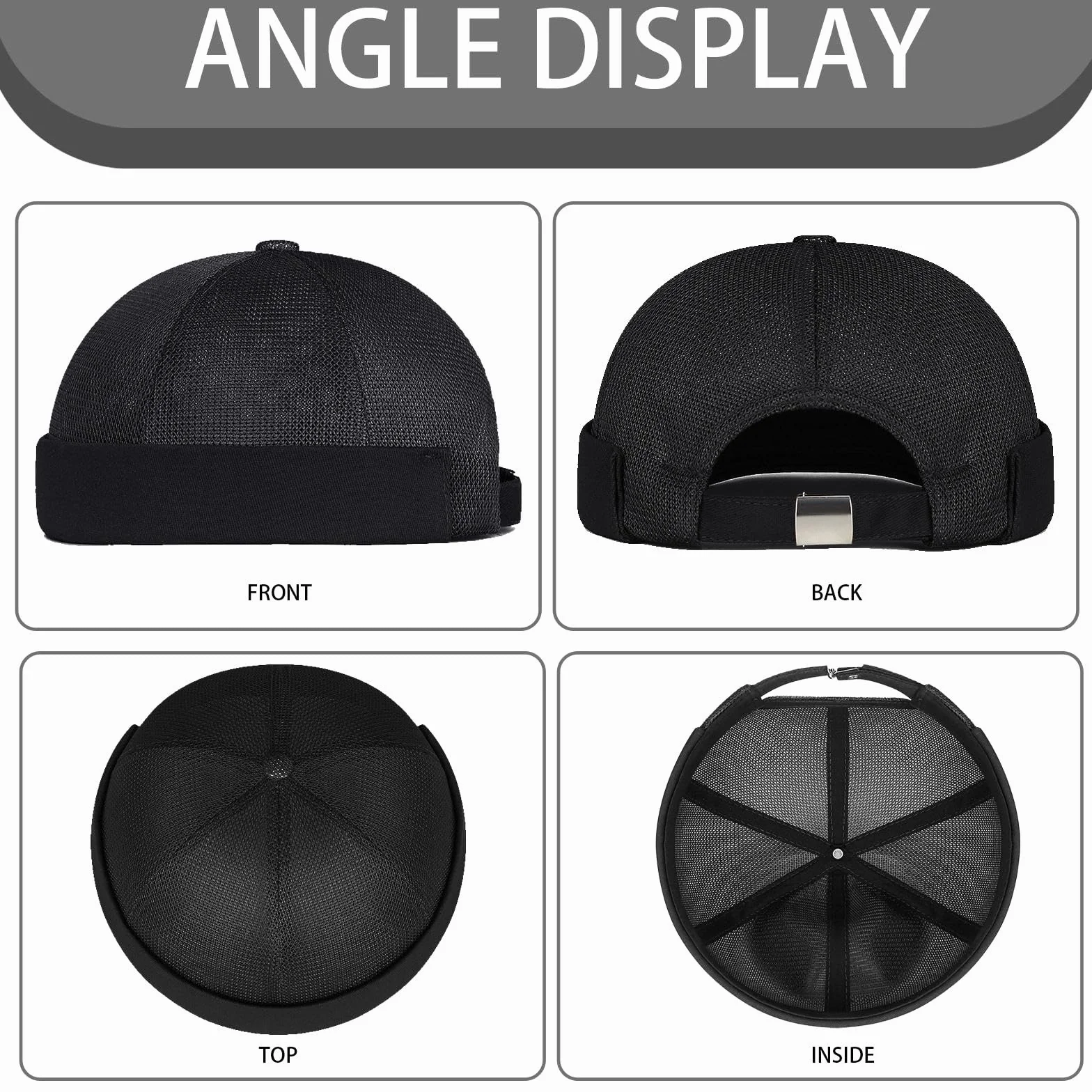 Bonnet de marin Docker Cap homme femme 55-60 cm taille réglable sans bord roulé