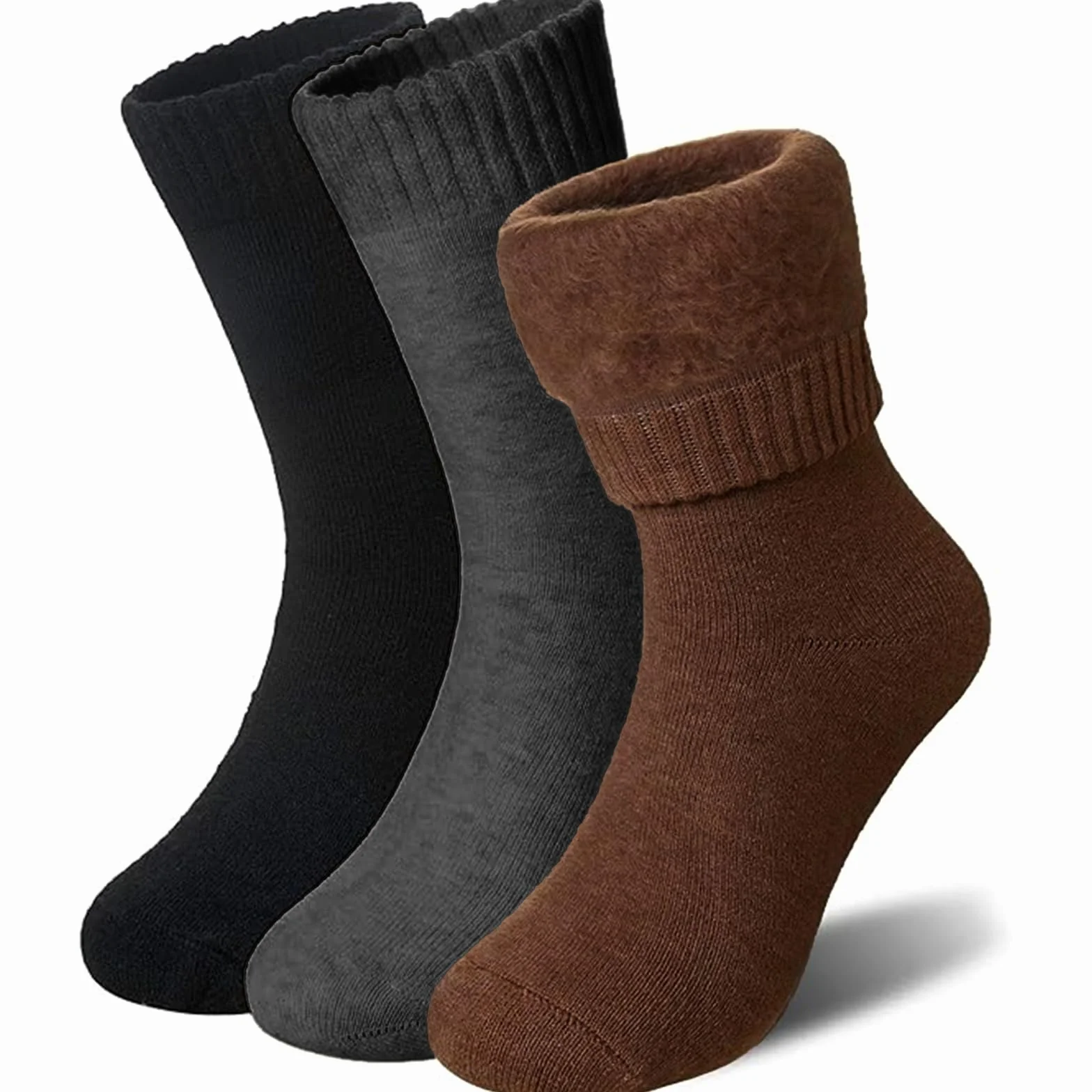 Chaussettes Chaudes Homme Hiver Thermiques en Laine, 3 Paires, Chaussette de Randonnée