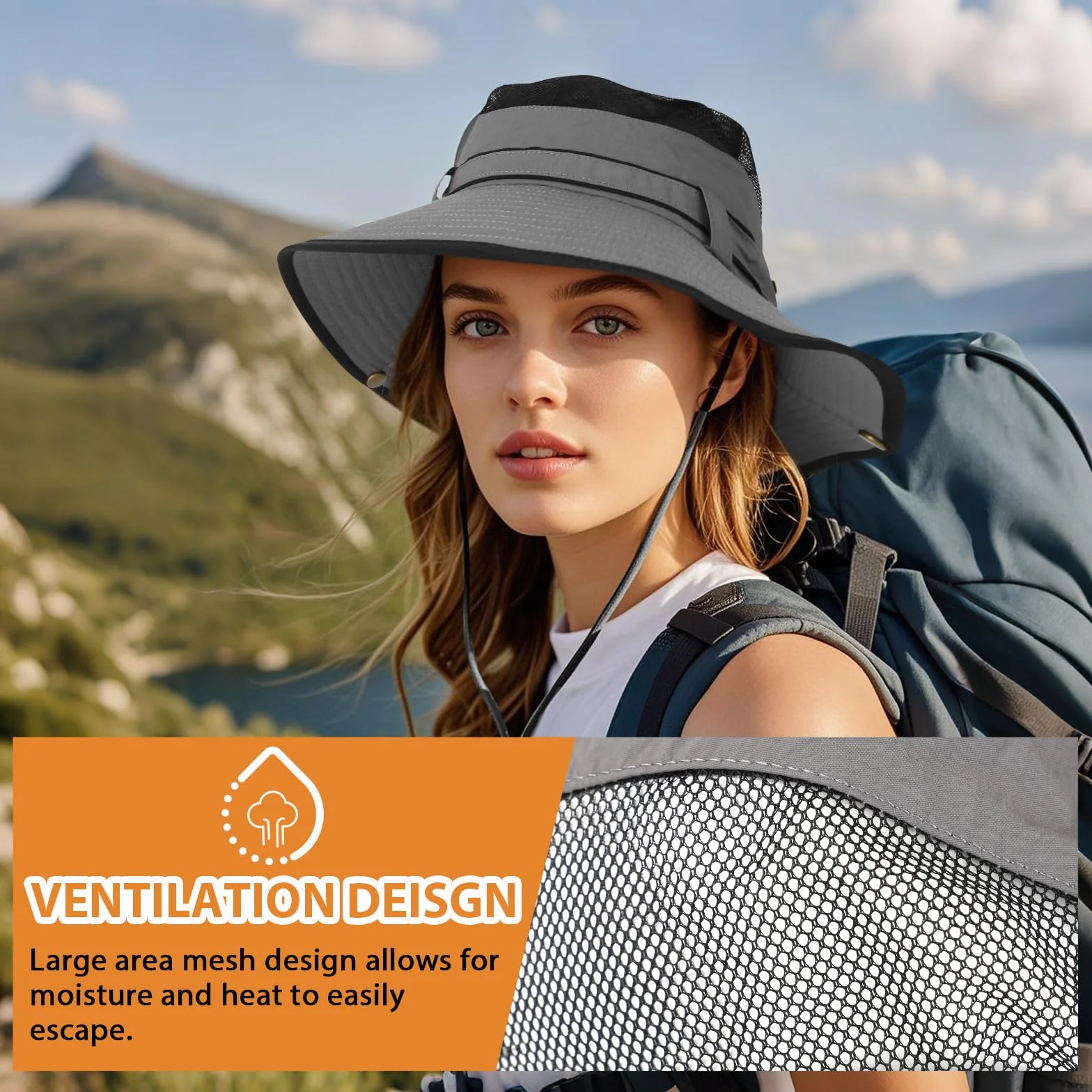 Chapeau de Soleil Pliable Large Bord, Chapeau Pêcheur Léger Respirant pour Femme Homme