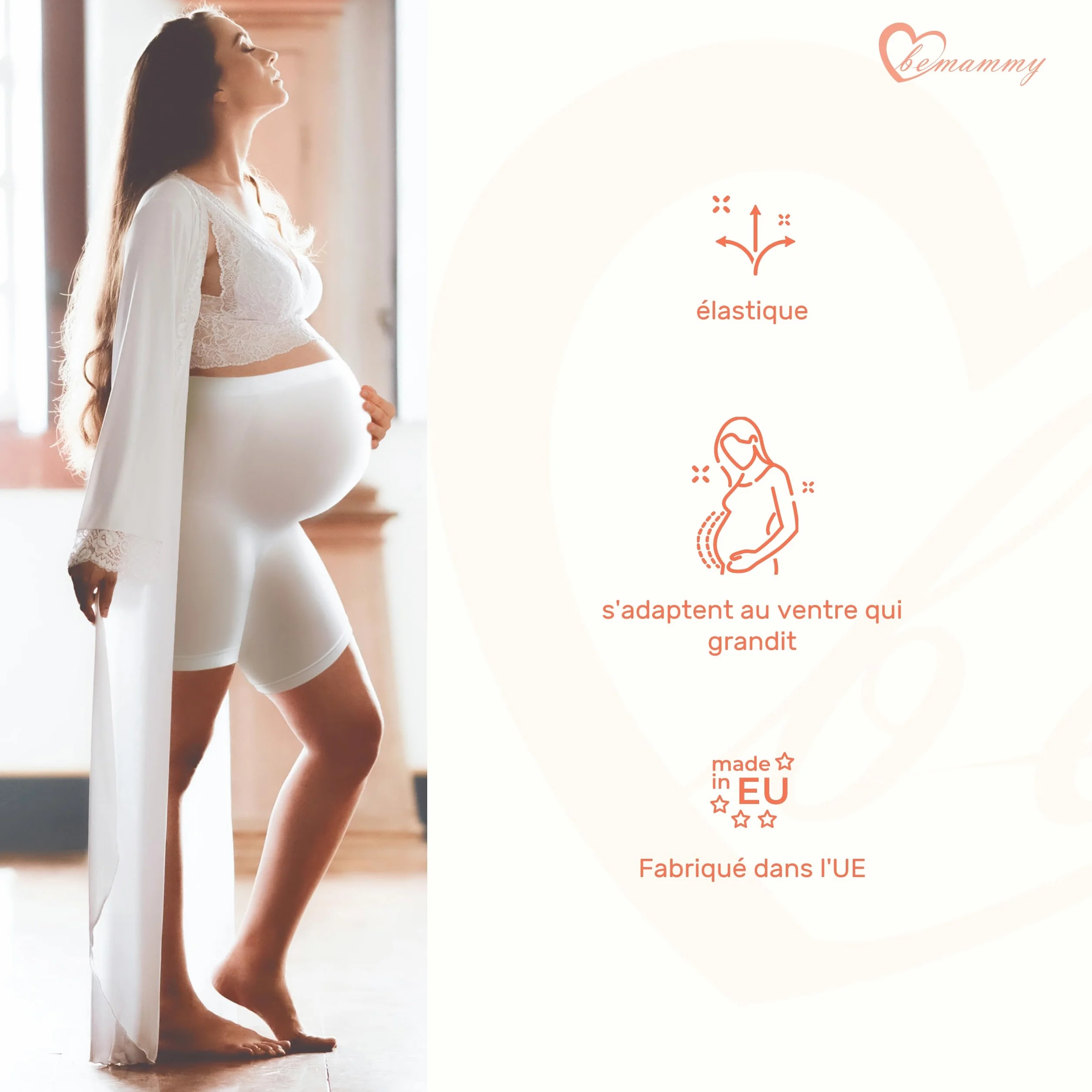 Be Mammy Shorts de Maternité Taille Haute sans Coutures Latérales Lingerie de Grossesse