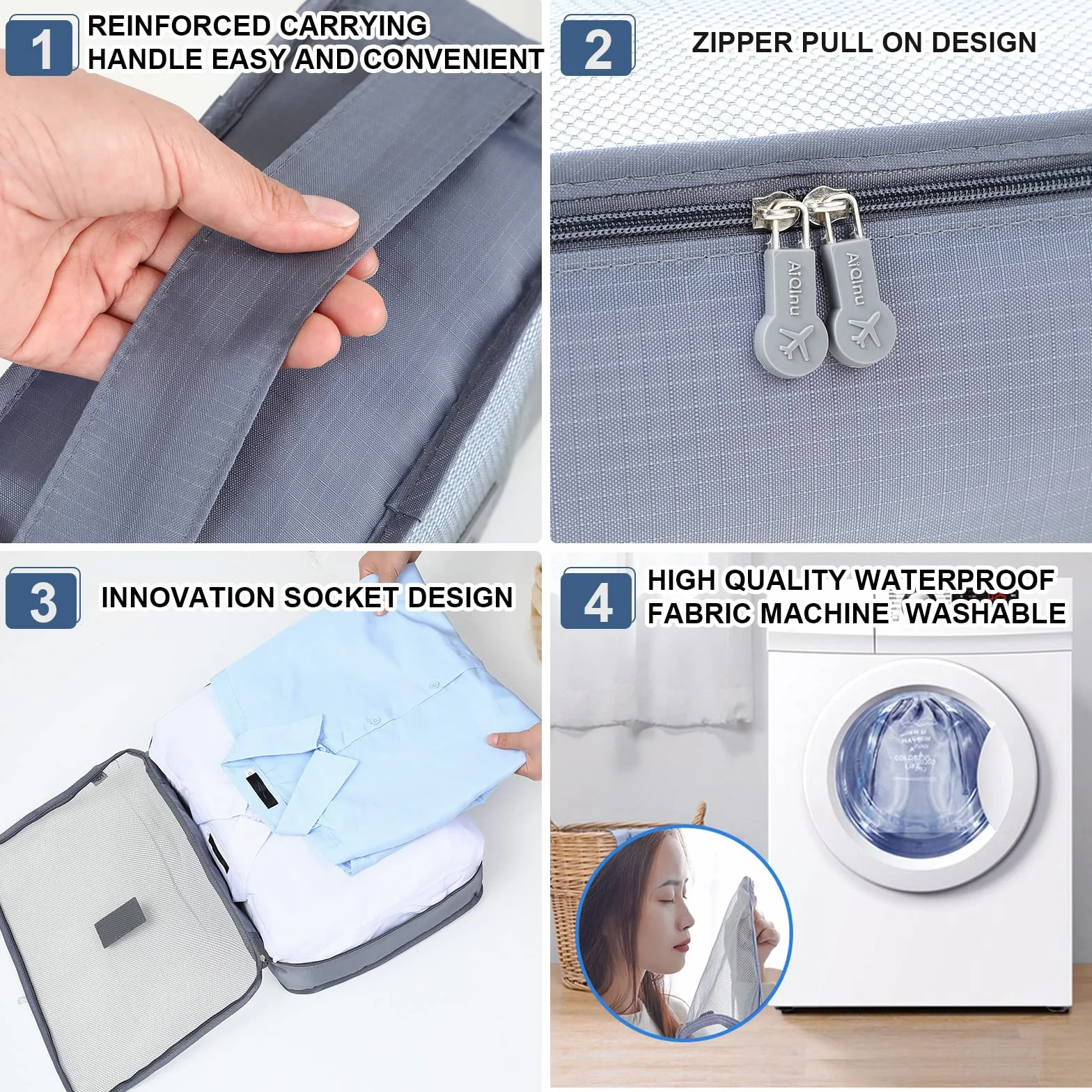 AiQInu Set de 7 Sacs de Voyage Imperméables Organisateur de Bagages
