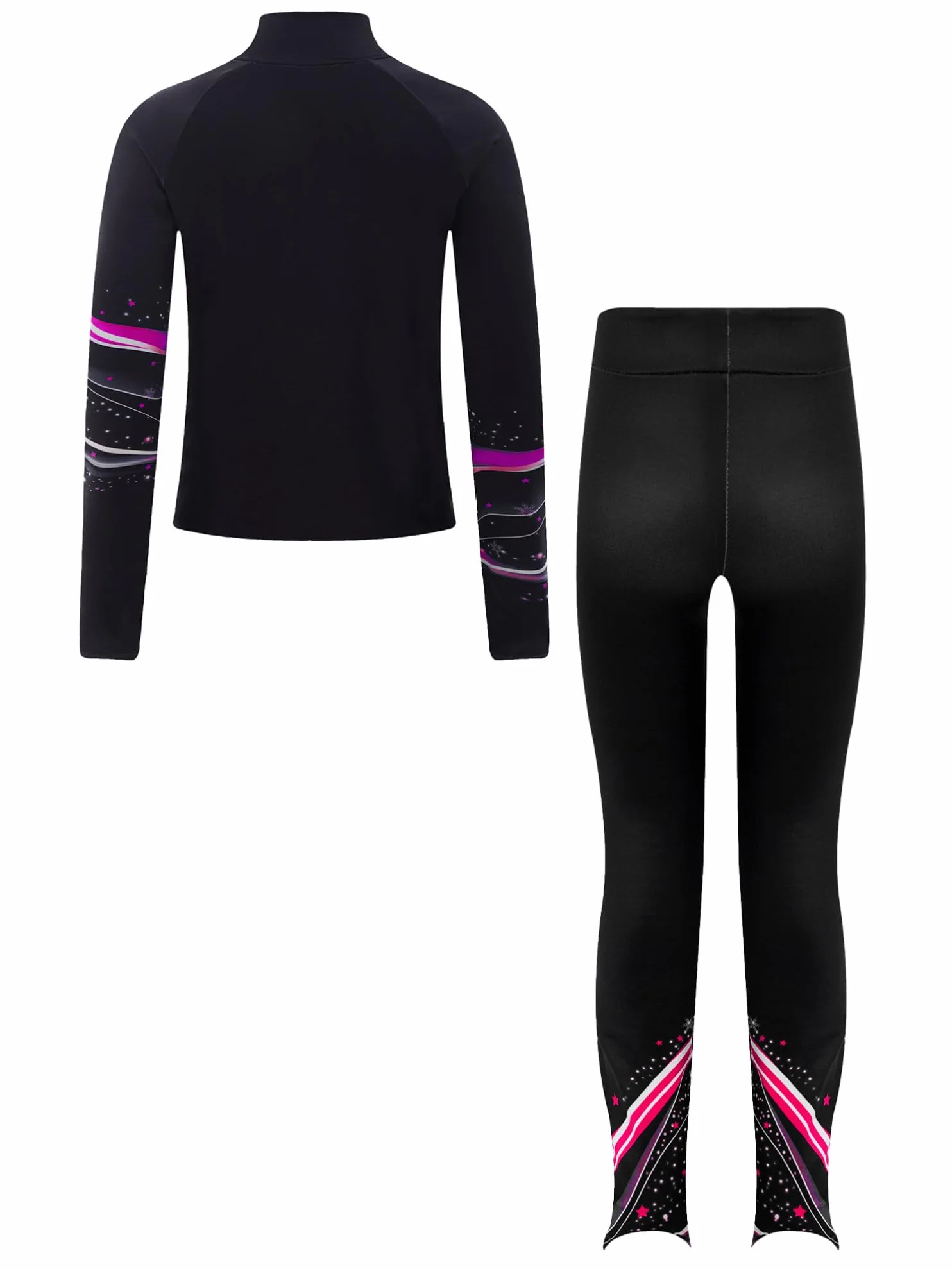 Ensemble Patinage Artistique Fille Veste Chaud Polaire Pantalon Collant Legging Tenue Glace Sport Rose vif 9-10 ans