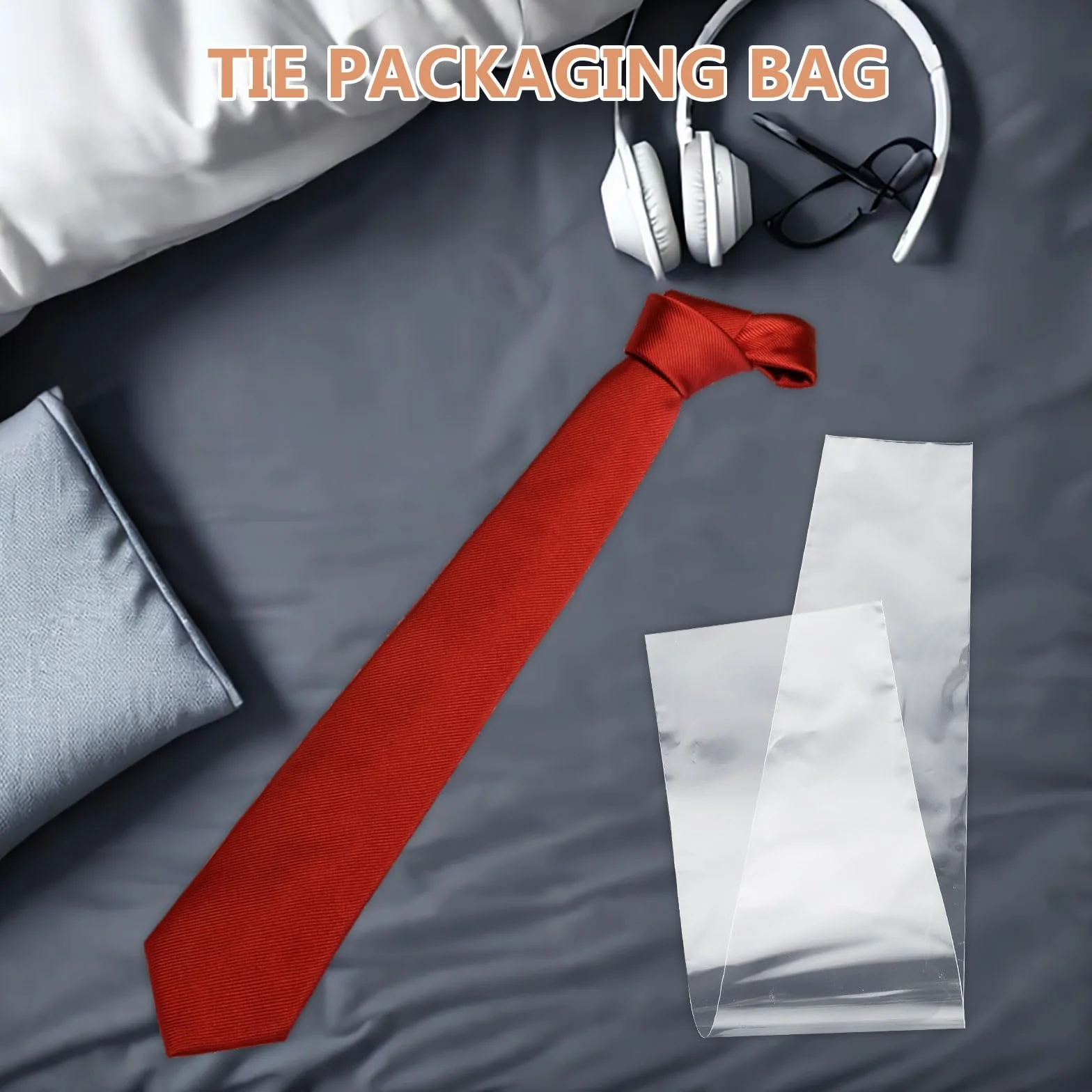 Lot de 50 Pochettes Plastiques Transparentes Anti-poussière pour Cravates Homme Transport et Rangement Valise