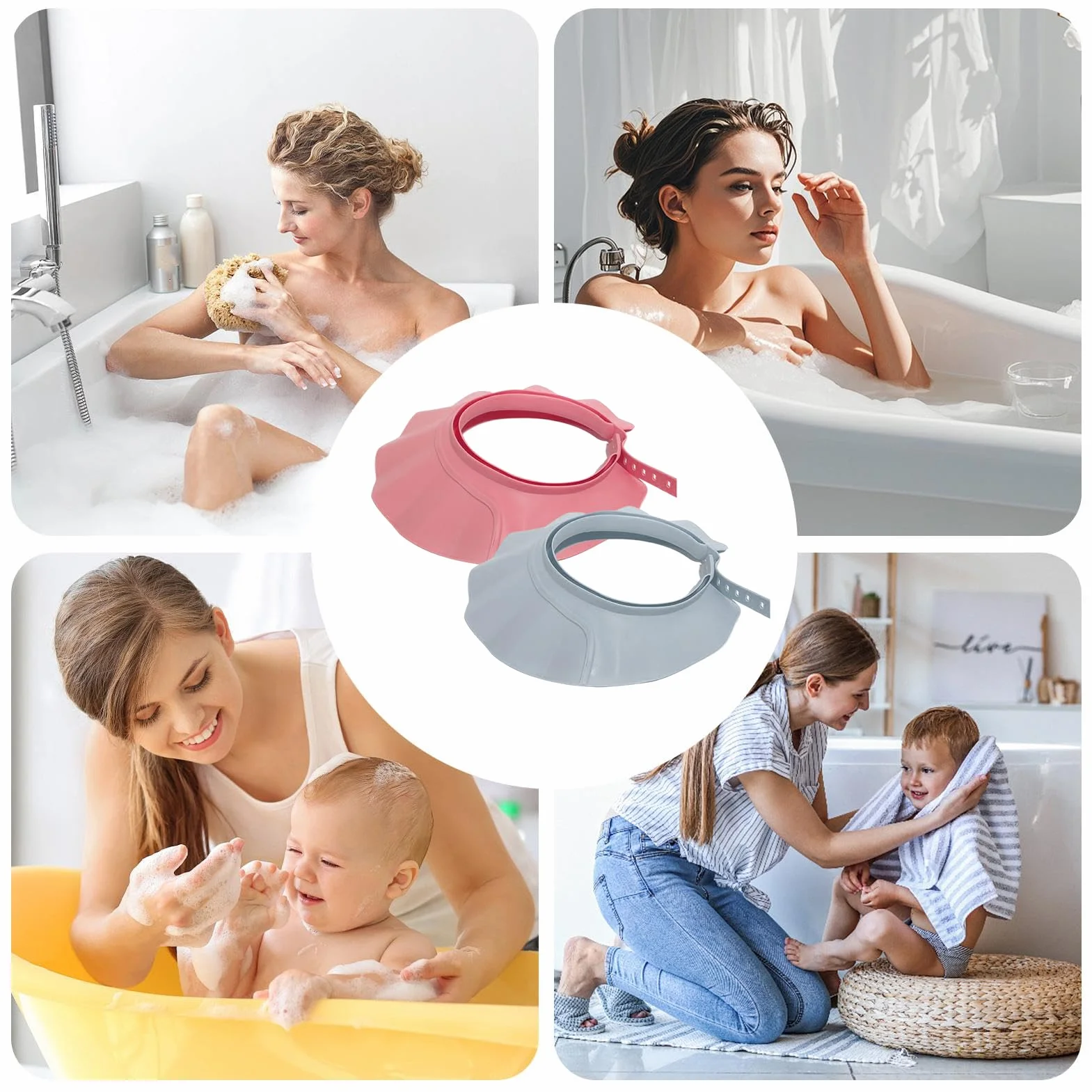 Visière De Bain Imperméable 2 Pièces Sangle Réglable Bouclier Doux Sécurisée Pour Adultes Natation