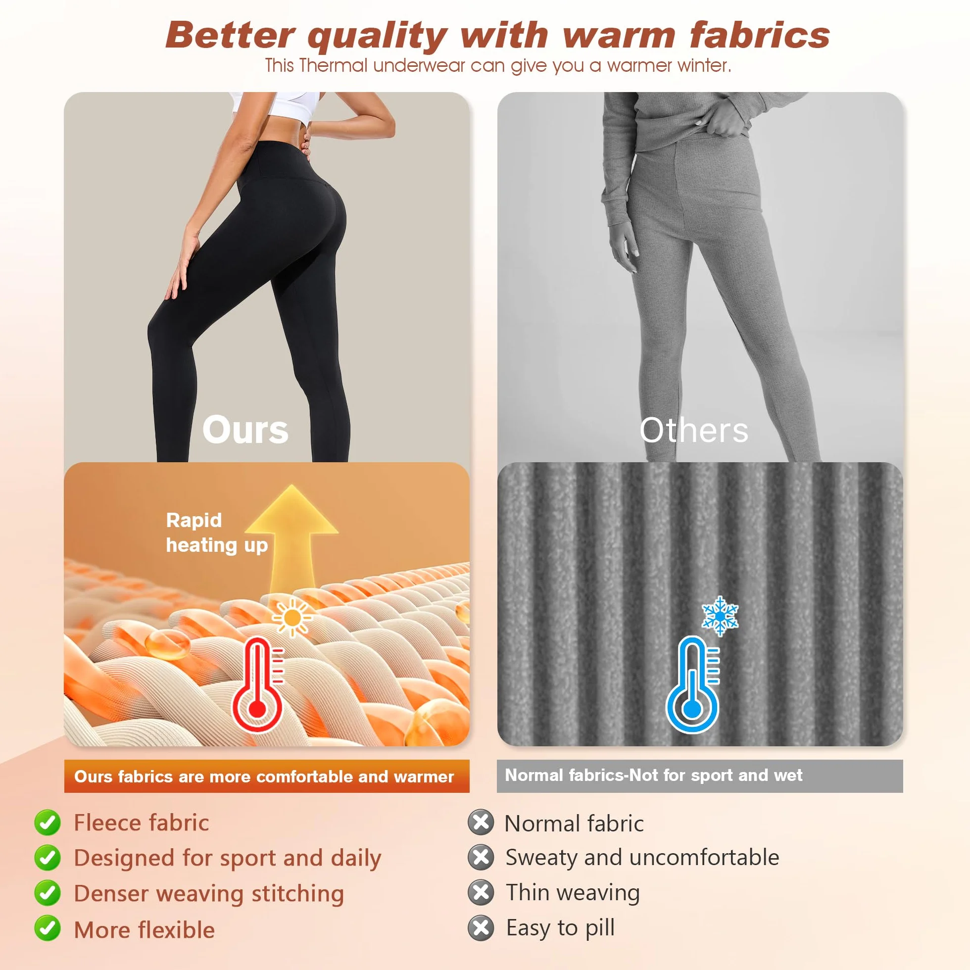 BENNIES Legging Thermique Femme Pantalon Polaire Taille Haute Automne Hiver Fitness Sport Yoga Noir
