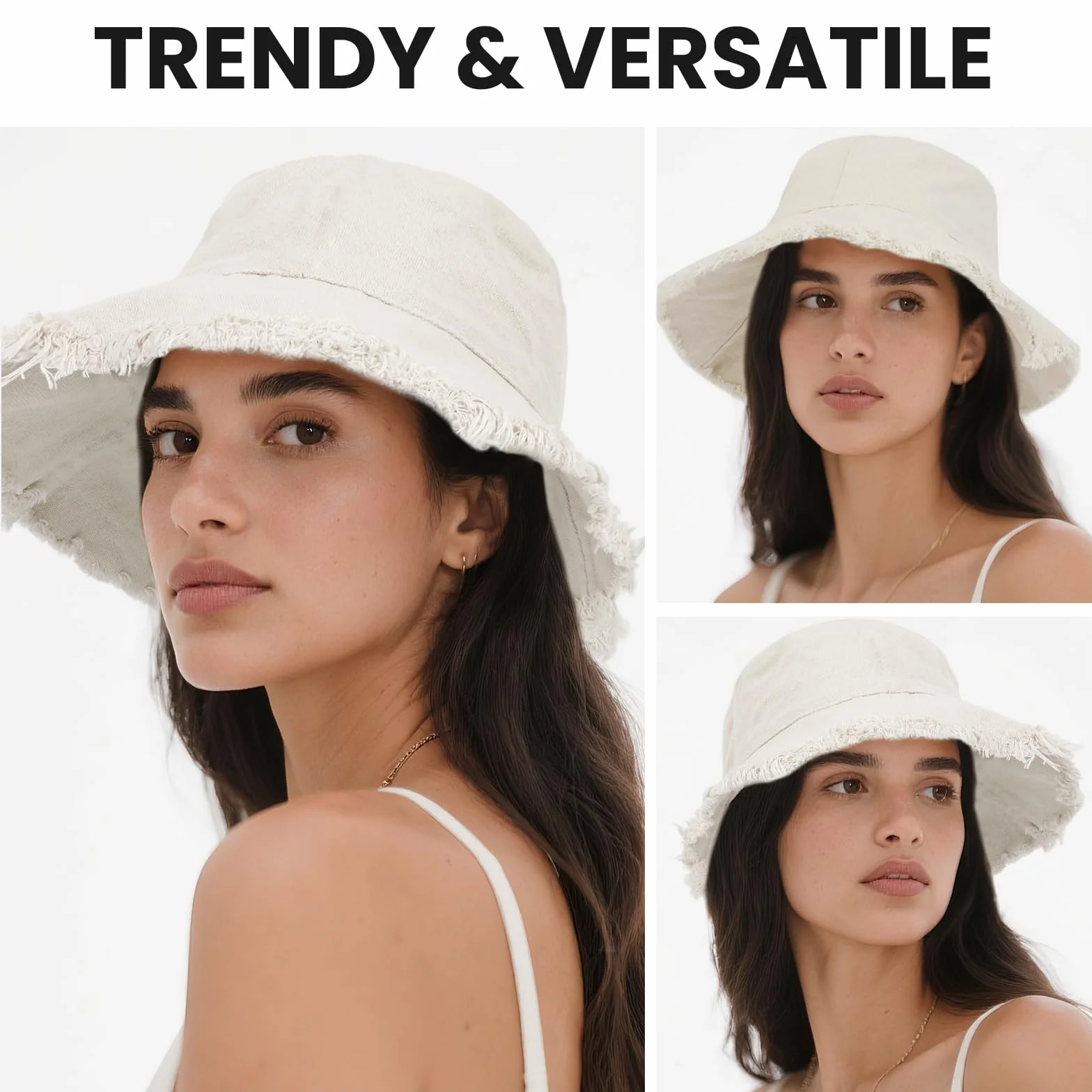 Chapeau Anti UV Femme Réversible Protection Solaire Coton Bob Bucket Hat Été