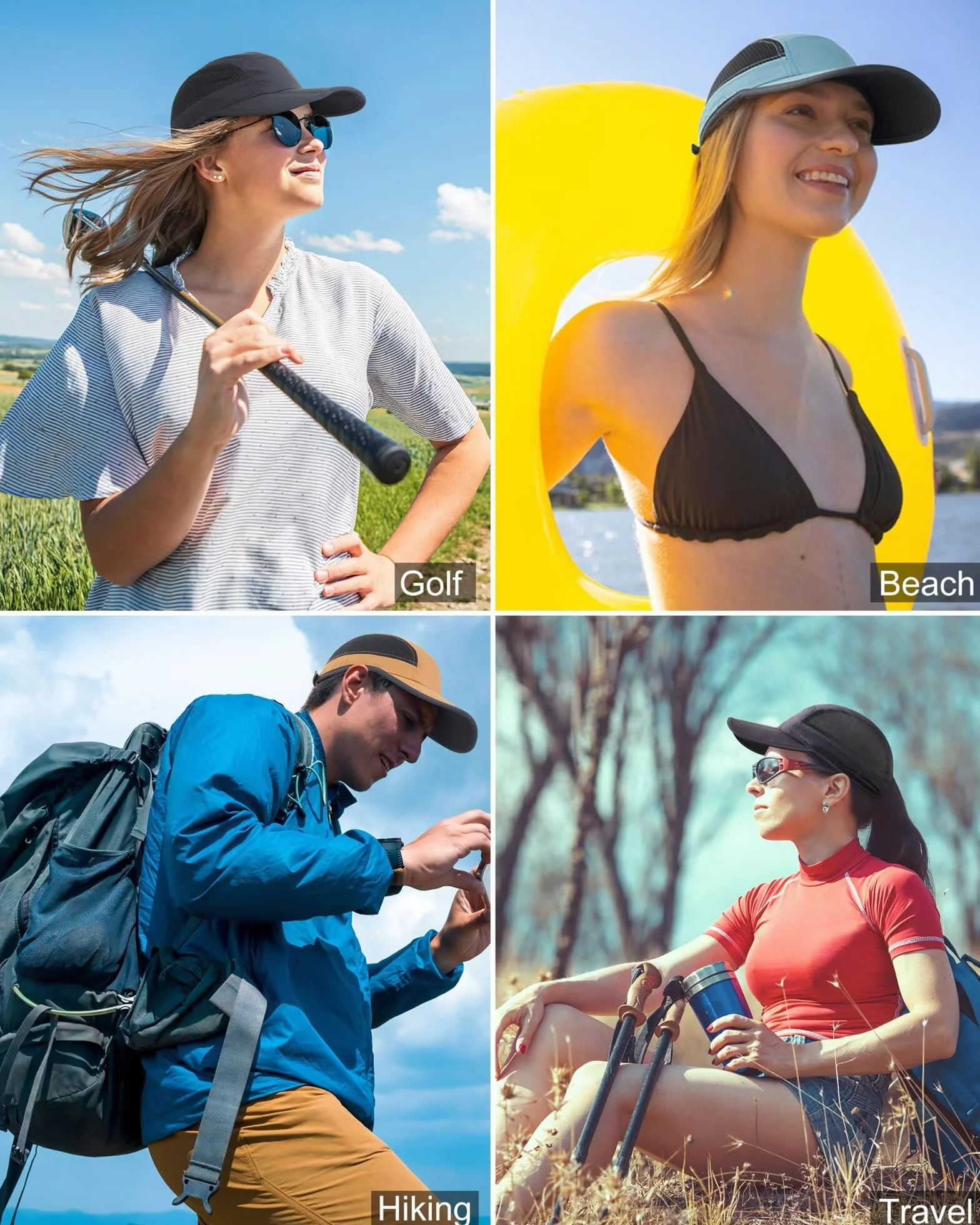 Folding Outdoor Hat UPF 50+ Sun Protection Mesh Sport Hat