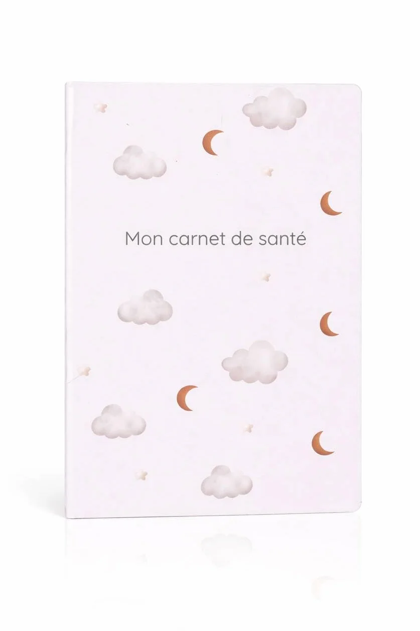 Protège carnet de santé PVC Bav' & Bavouille - Pochette bébé design mixte beige recto verso