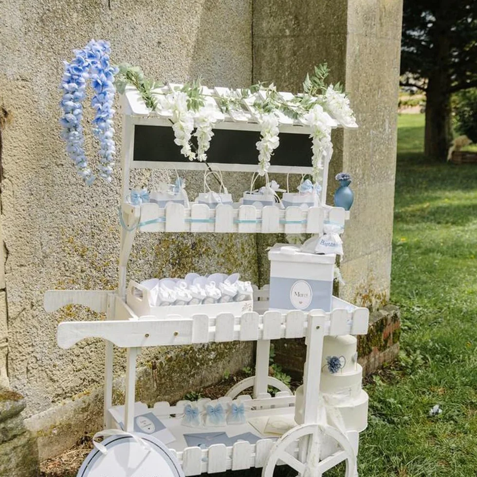 URNE Carton Merci BAPTÊME 21X25CM Bleu Orage
