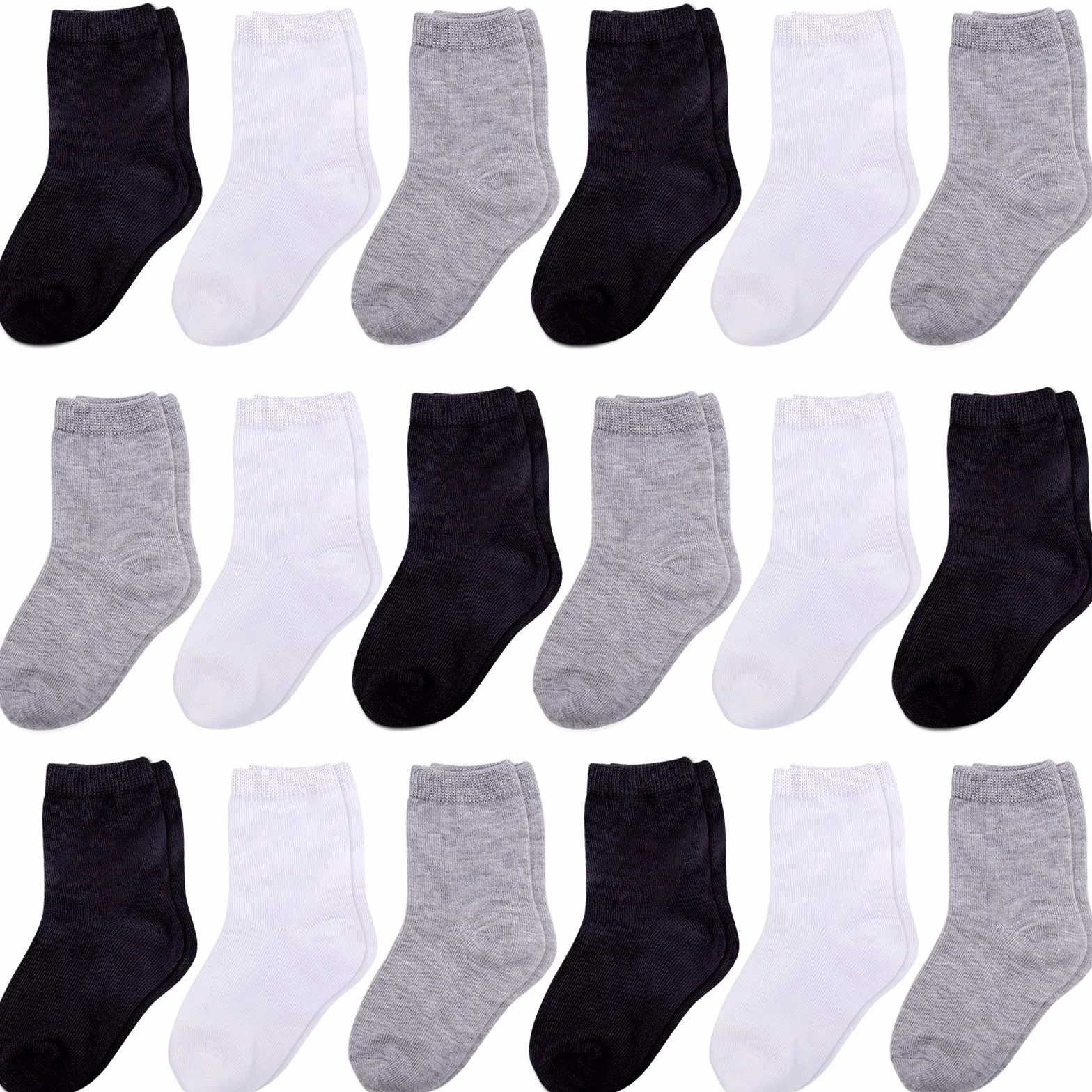 Duufin 18 Paires Chaussettes Bébé Enfant 3 Couleurs Garçon Fille