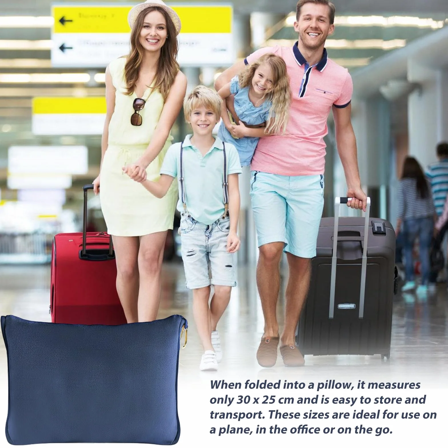 Couverture de voyage aérien 2 en 1 portable bleu marine 152 x 127 cm