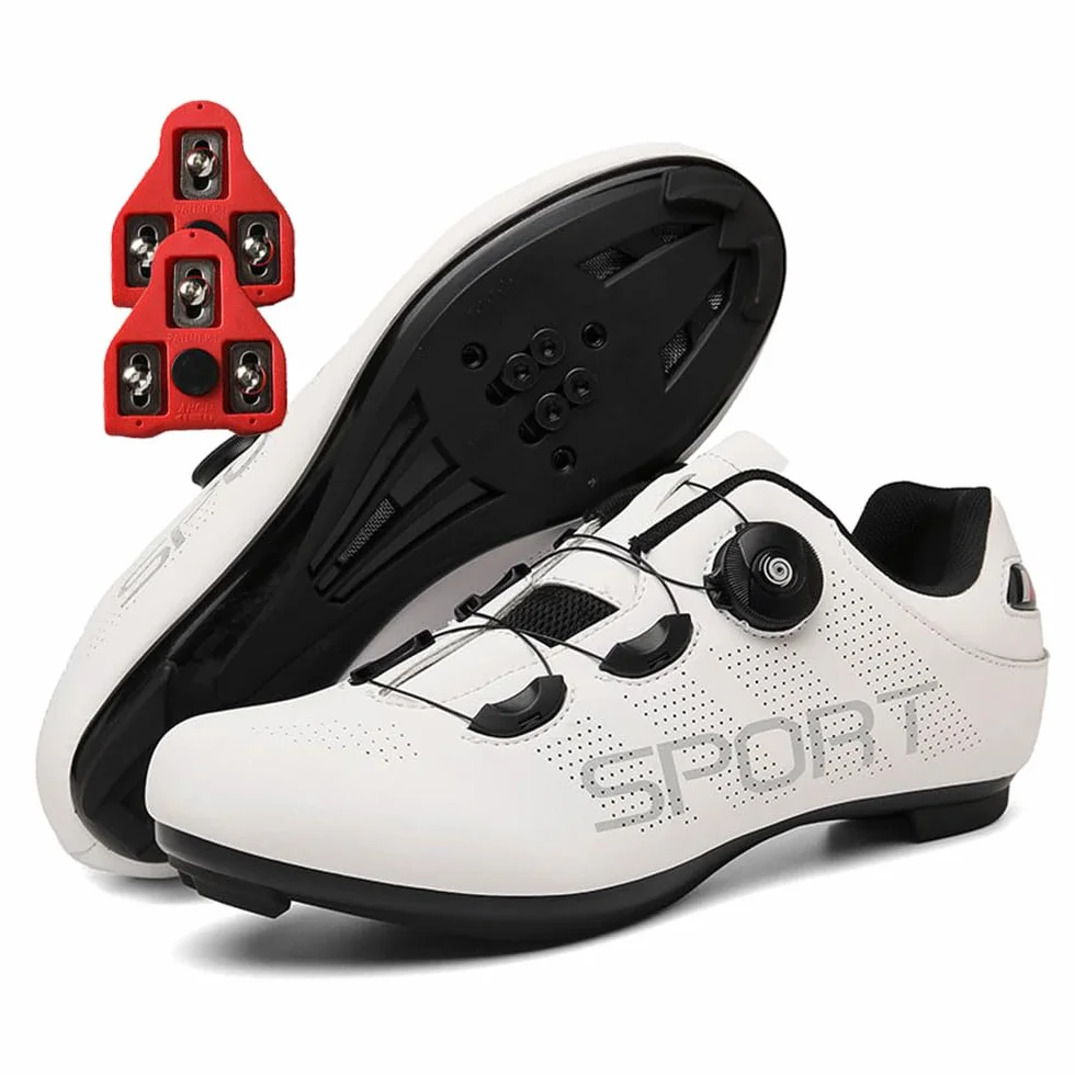 Chaussures Velo Route Homme Femmes Compatible Look SPD Crampons Antidérapants