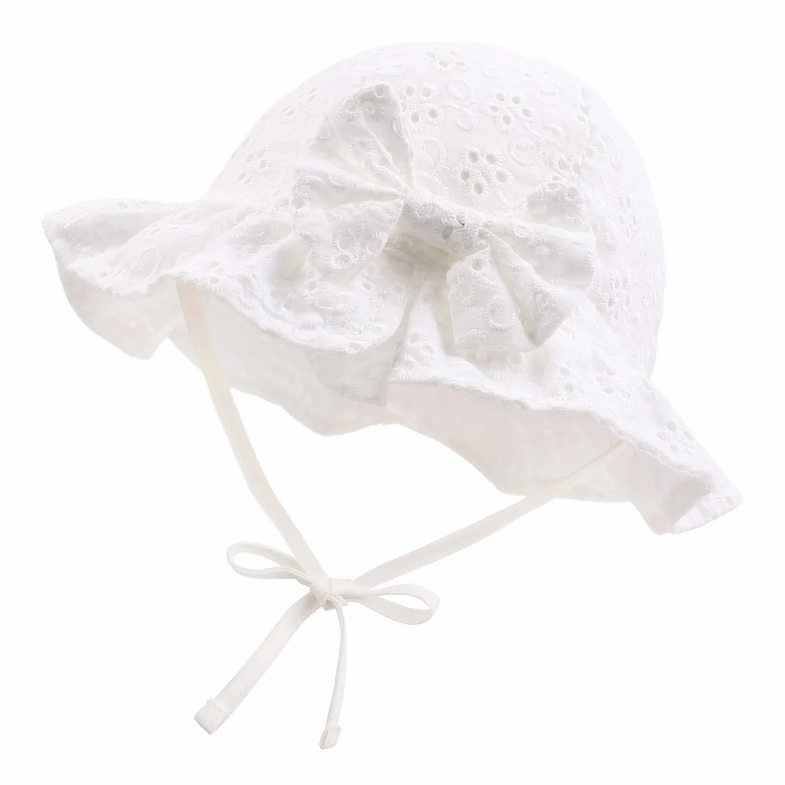 Chapeau de Soleil Bébé Fille Coton Dentelle Noeud XIAOHAWANG