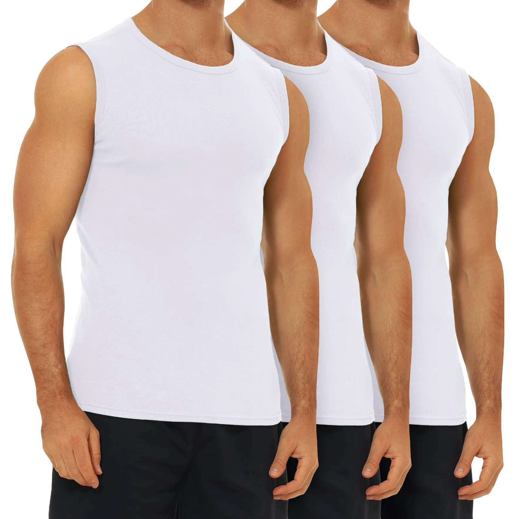 FALARY Débardeur Homme 100% Coton Lot de 3 Blanc Noir Bleu Olive S-5XL