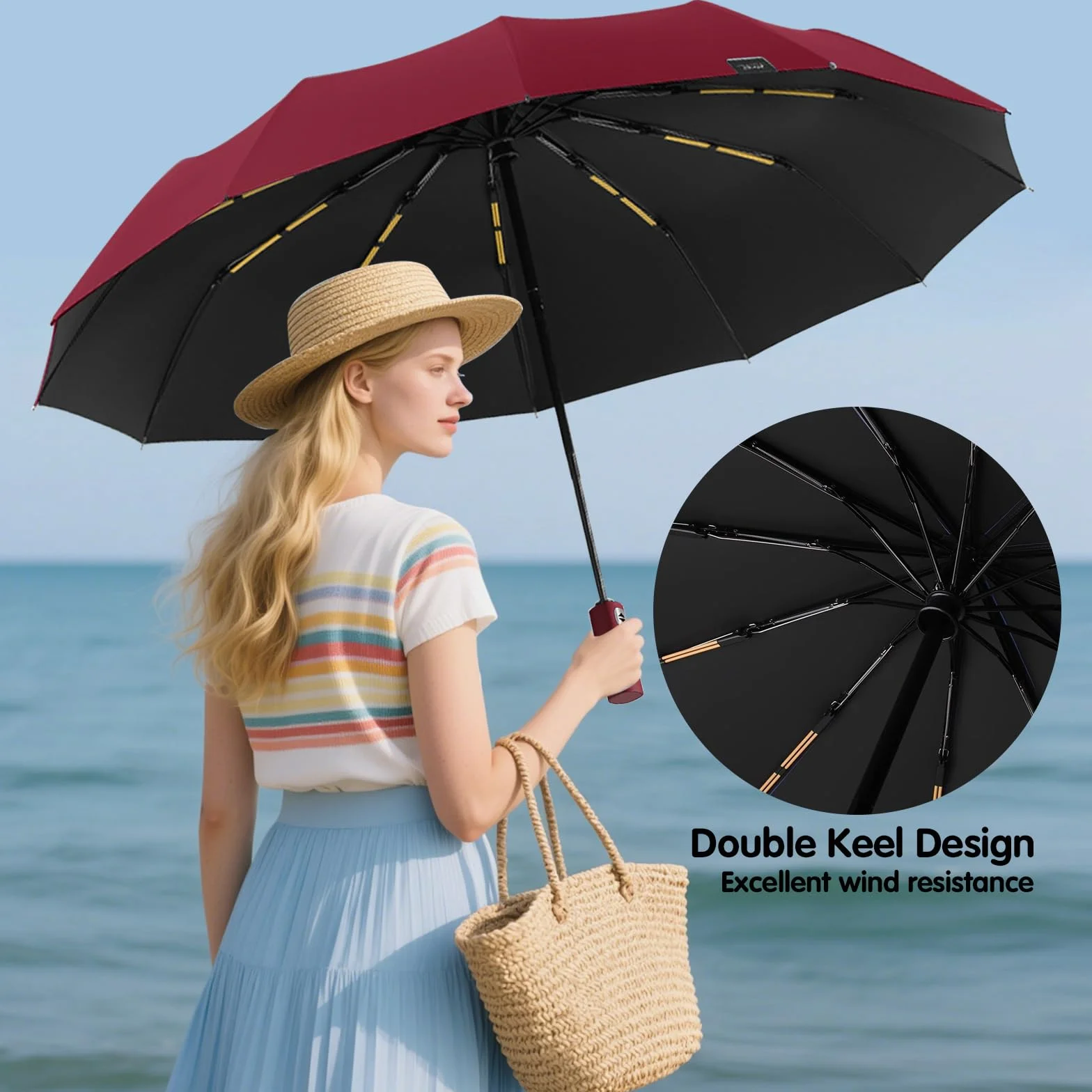 Parapluie Pliant Automatique Grand Coupe-vent Stable Voyage Quotidien