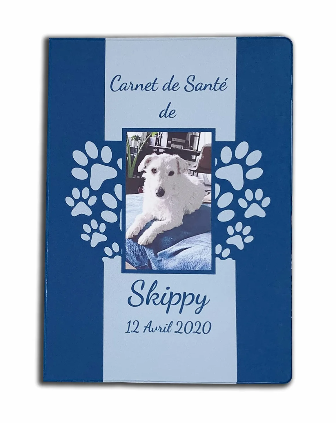 Protège carnet de santé pour chat ou chien personnalisable 16x22.5 cm Coeur bleu