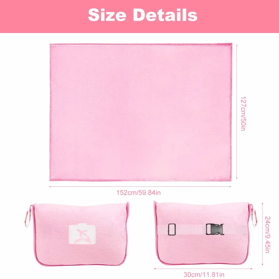 Couverture de Voyage 2 en 1 Oreiller Doux et Chaud Rose