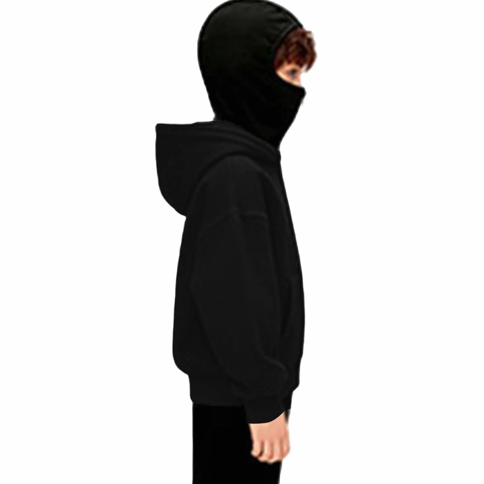 Veste Cagoule à Capuche Intégrée Unisexe pour Enfants Garçons Filles Balaclava Sweats Chaud Hiver