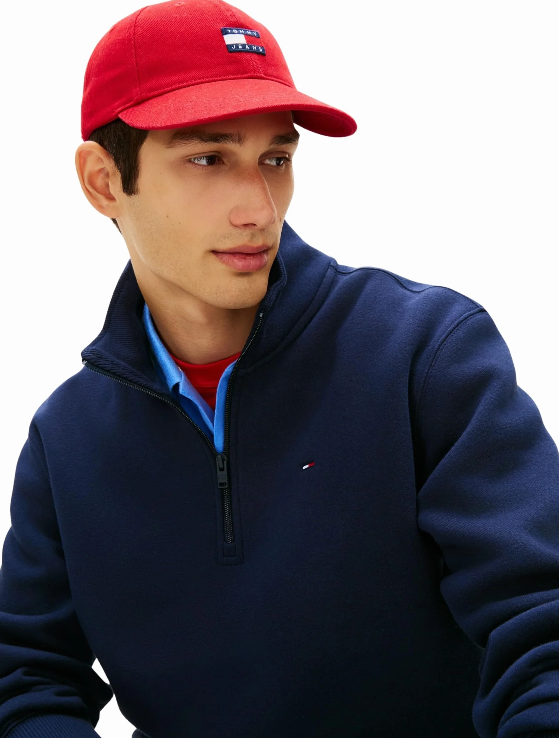 Tommy Jeans TJM Reg Fleece 1/4zip Mock Neck Sweat-Shirt Semi-zippé Homme