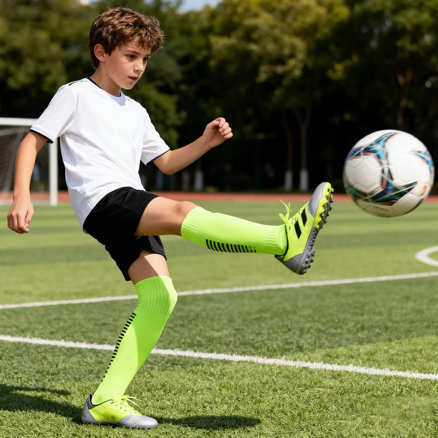 Chaussettes Foot Enfant Antidérapante Hautes Respirantes Football Socks Trekking Cyclisme Tennis