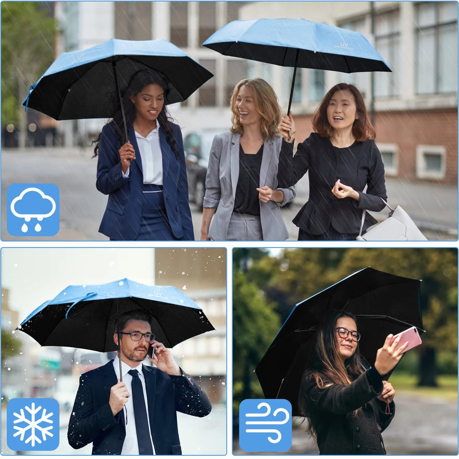 Vicloon Parapluie Pliable Anti UV Anti Retournement Résistant au Vent Compact