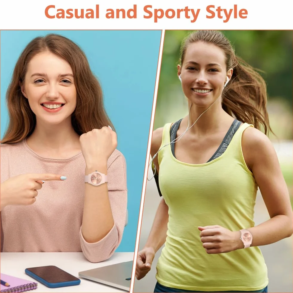 OFFCUP Montre Femme Bracelet Silicone 38 mm Sport Analogique Quartz Cadran Facile à Lire